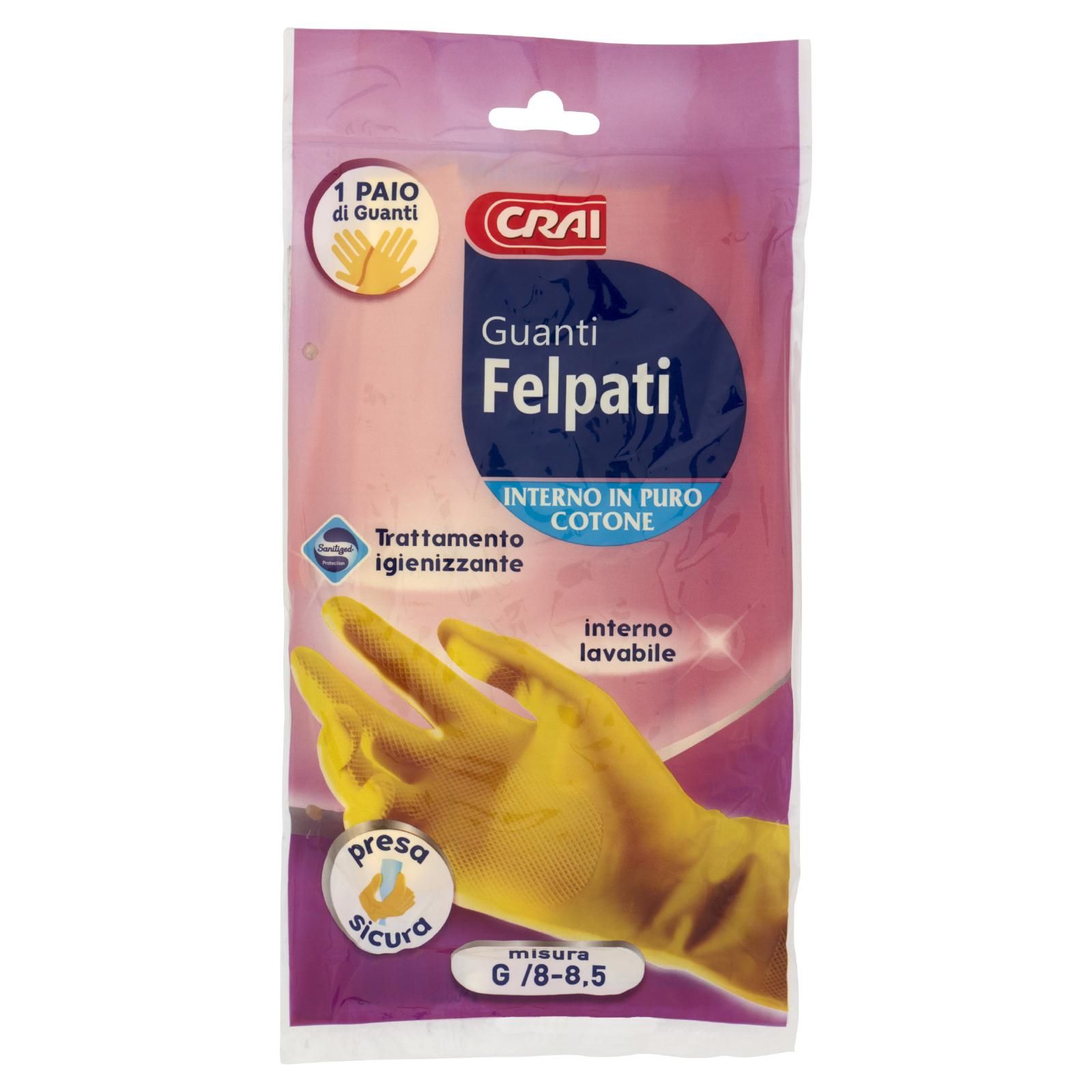 Crai Guanti Felpati Interno In Puro Cotone Misura G /8-8,5 1 Paio