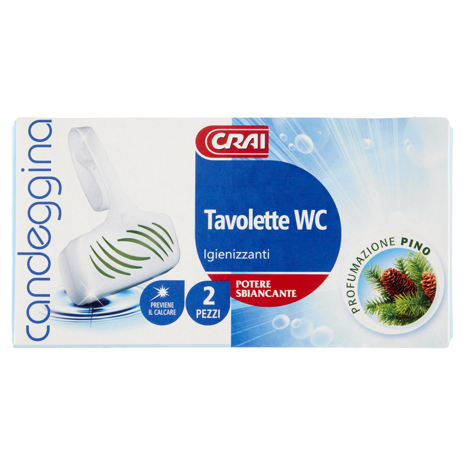 Crai Tavolette WC Igienizzanti Candeggina Profumazione Pino 2 x 40 g