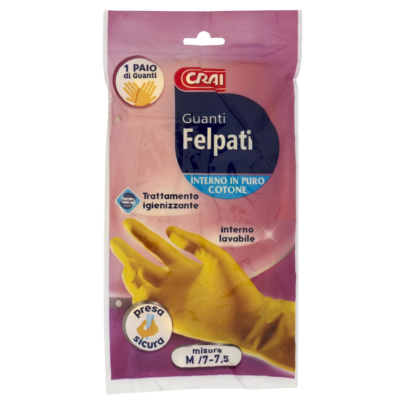 Crai Guanti Felpati Interno In Puro Cotone Misura M /7-7,5 1 Paio