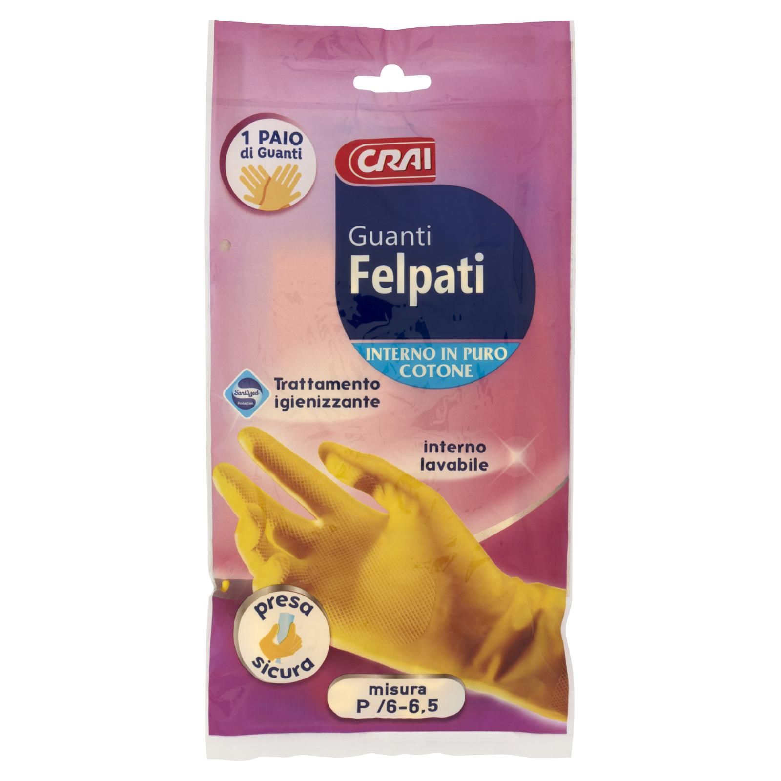 Crai Guanti Felpati Interno In Puro Cotone Misura P /6-6,5 1 Paio