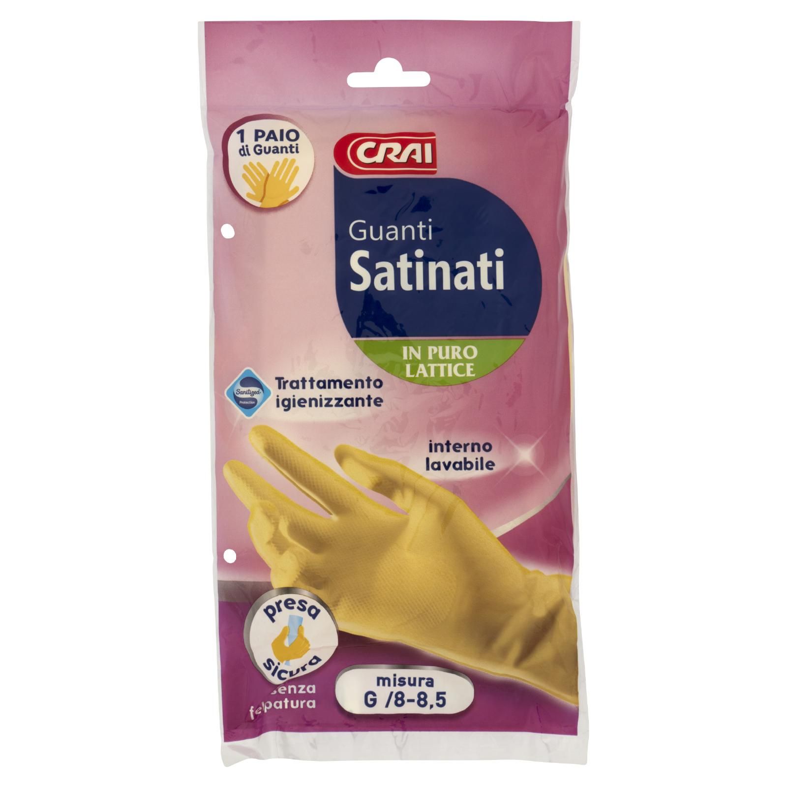Crai Guanti Satinati In Puro Lattice Misura G /8-8,5 1 Paio