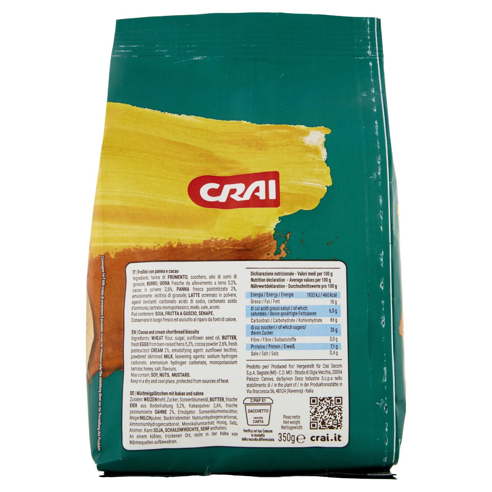 Crai Frollini cacao e panna 350 g