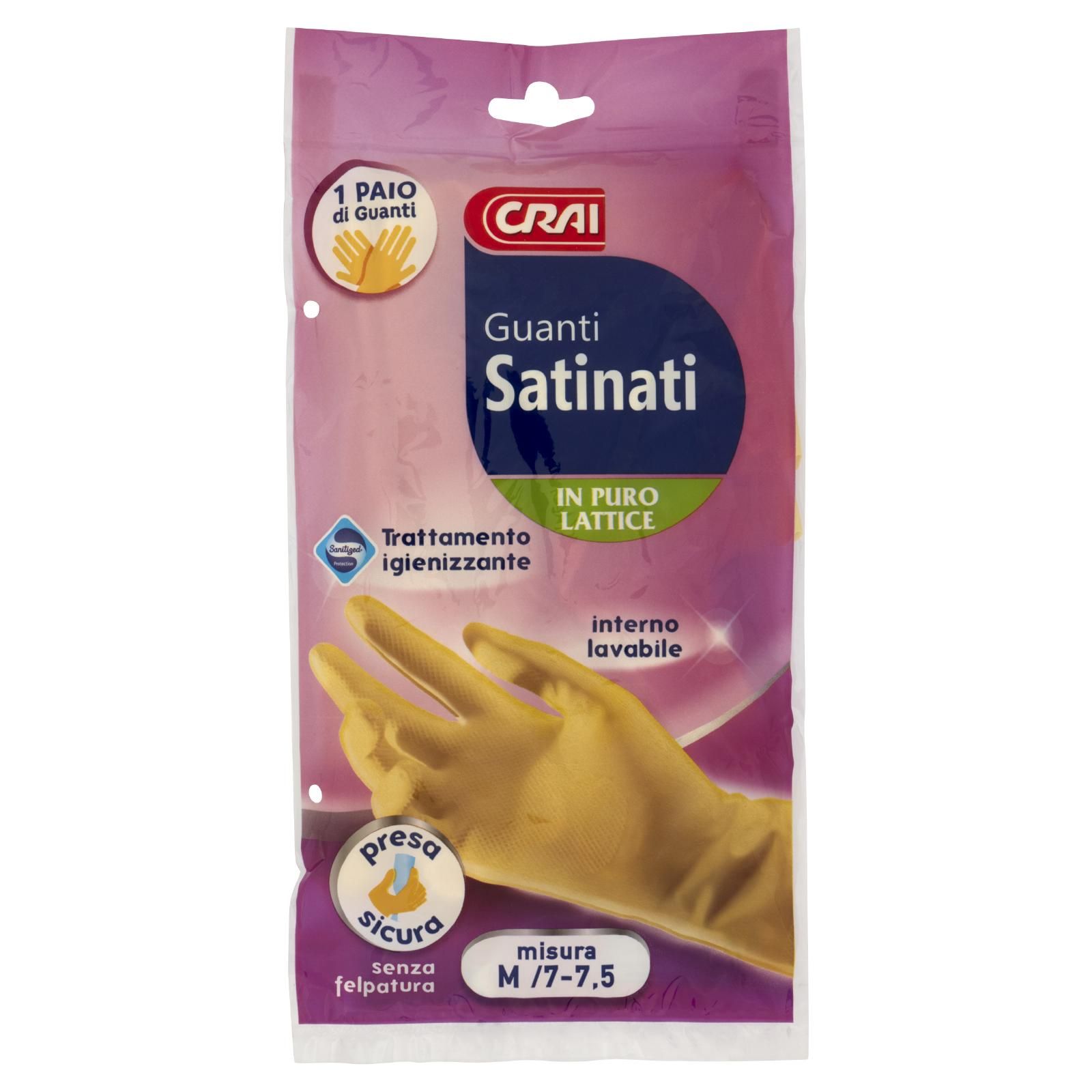 Crai Guanti Satinati In Puro Lattice Misura M /7-7,5 1 Paio