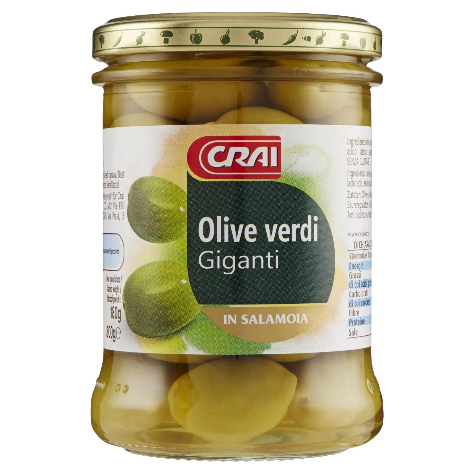 Crai Olive verdi giganti In Salamoia 300 g