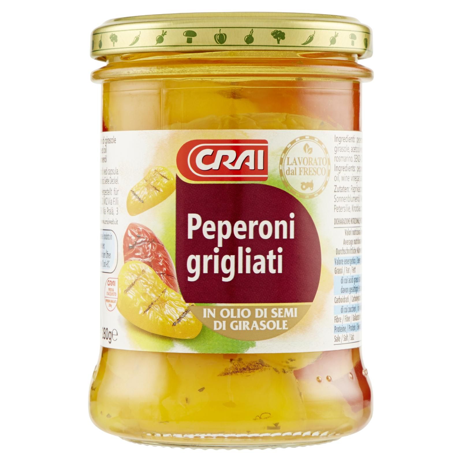 Crai Peperoni grigliati In Olio Di Semi Di Girasole 280 g