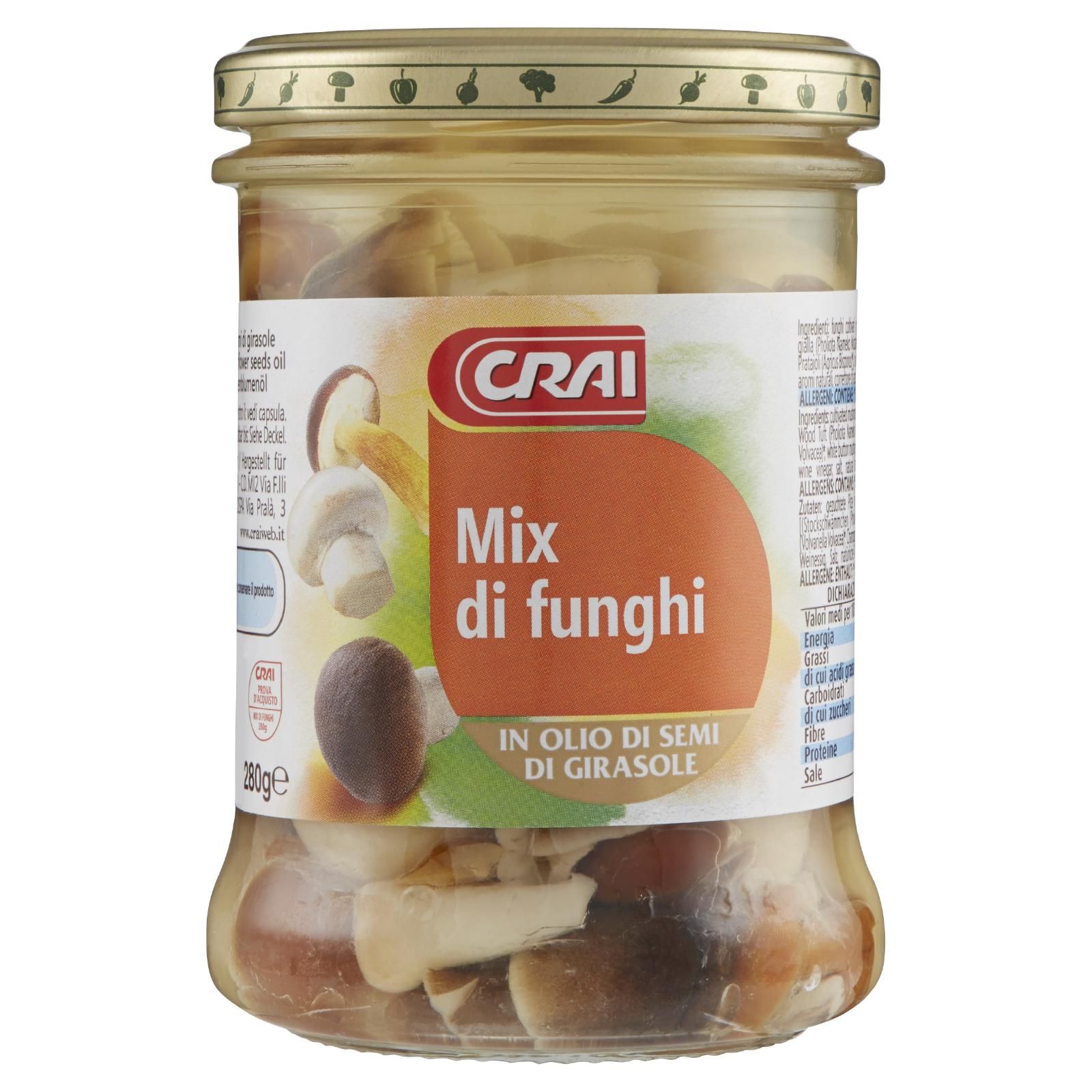 Crai Mix di funghi In Olio Di Semi Di Girasole 280 g