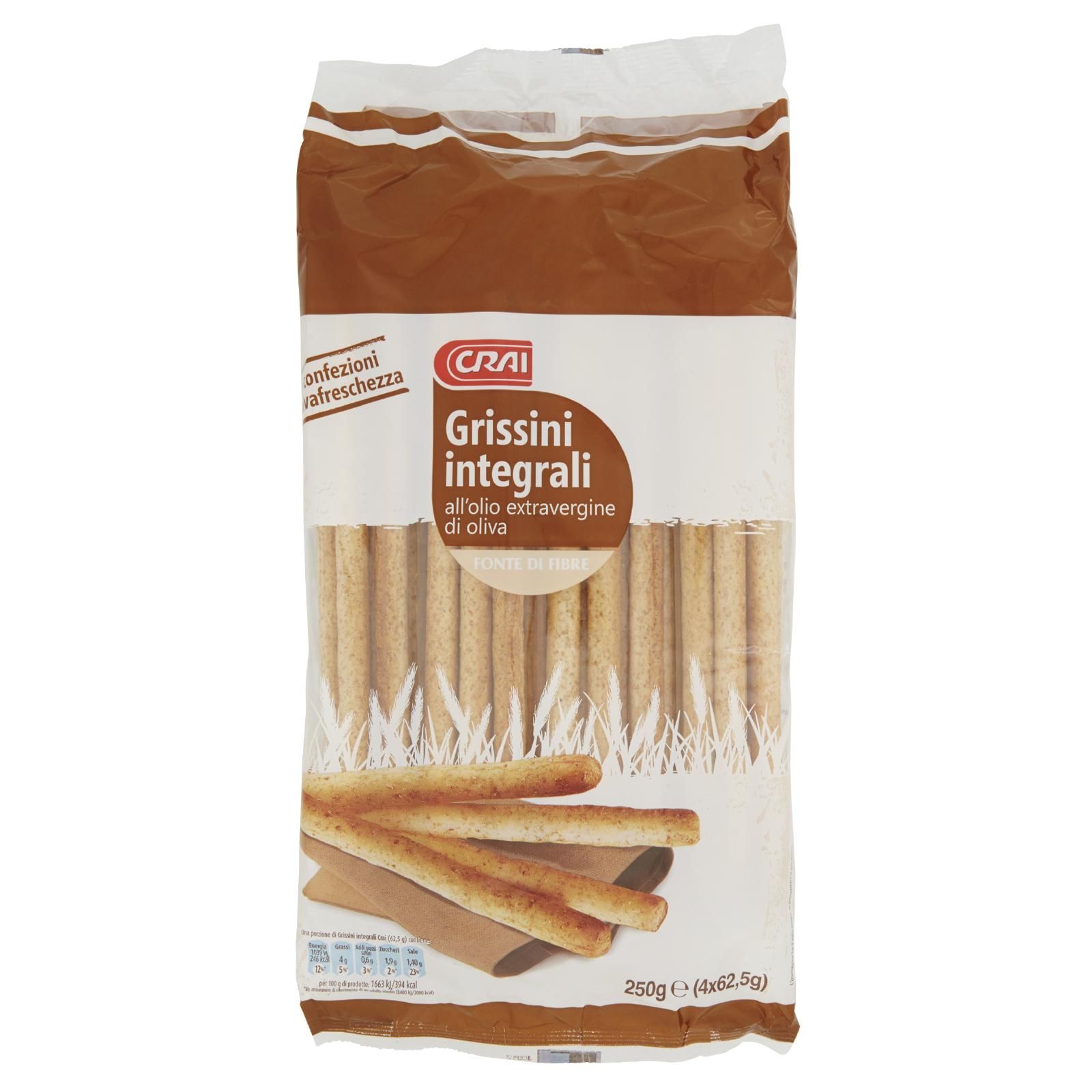 Crai Grissini integrali all'olio extravergine di oliva 4 x 62,5 g