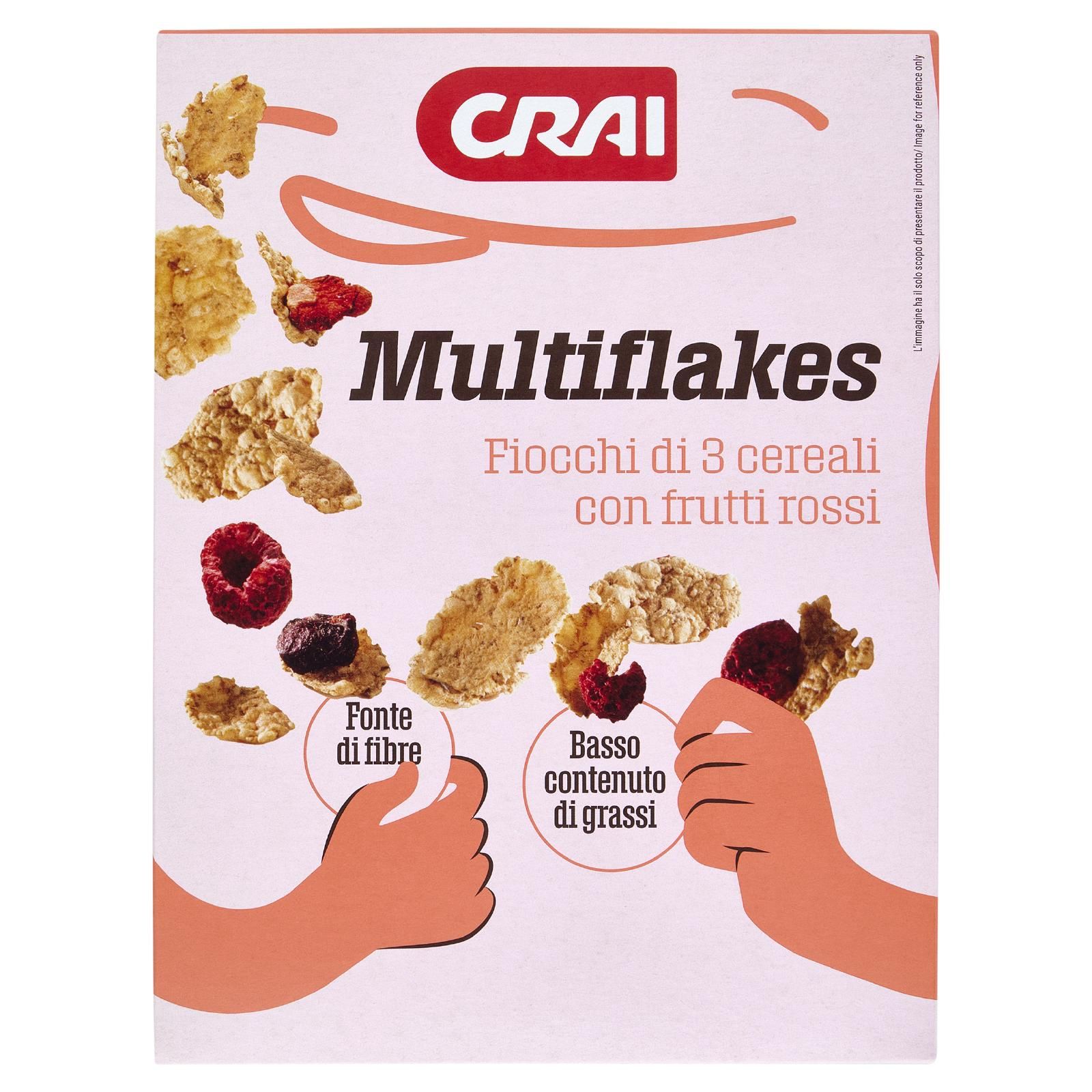 Crai Multiflakes Fiocchi di 3 cereali con frutti rossi 300 g