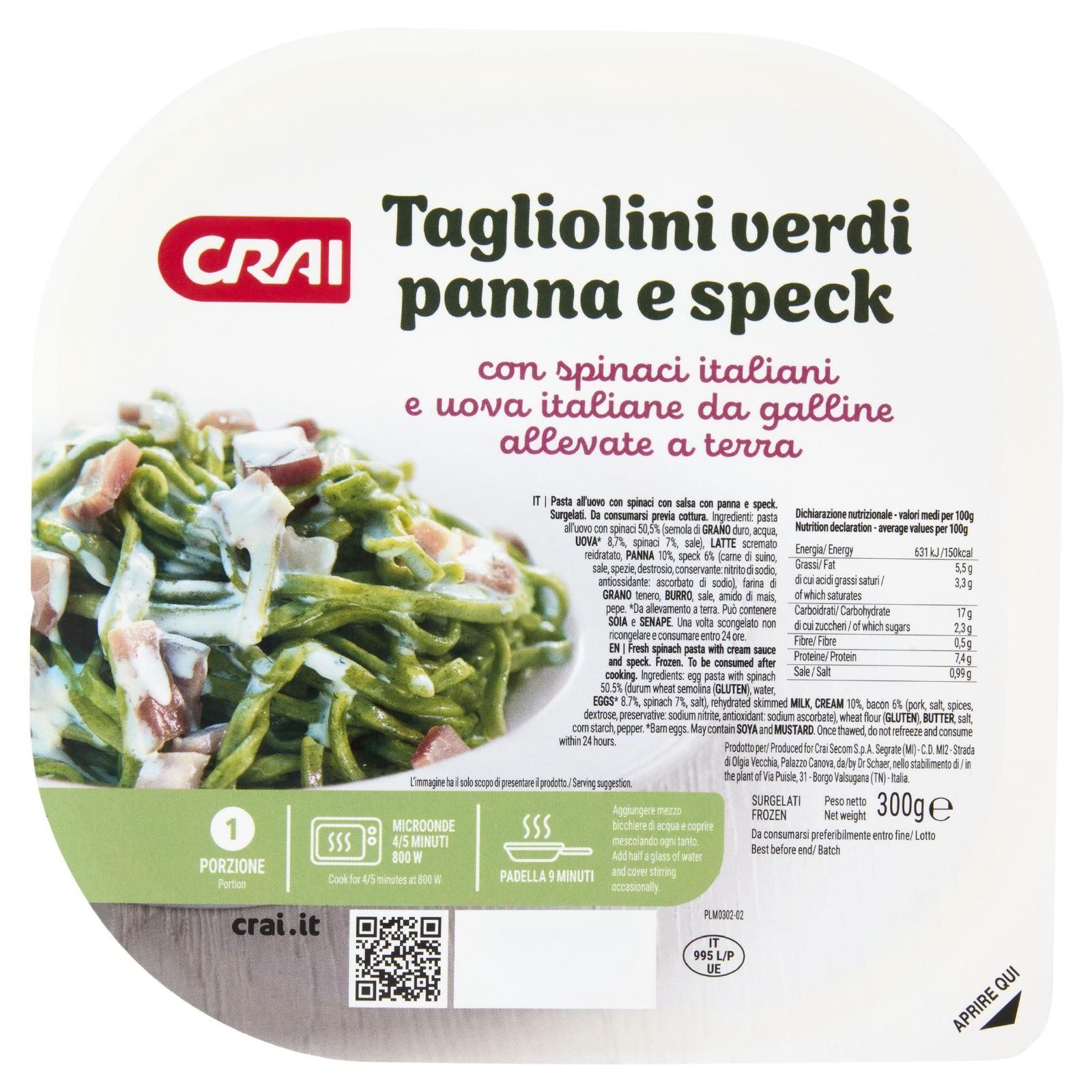 Crai Tagliolini verdi panna e speck Surgelati 300 g