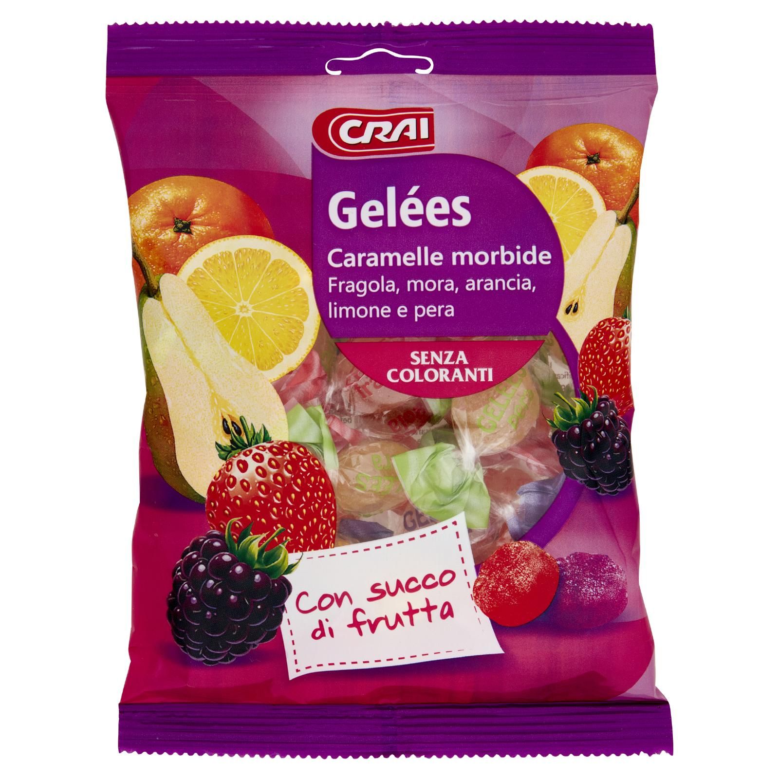 Crai Gelées Caramelle morbide Fragole, mora, arancia, limone e pera 175 g