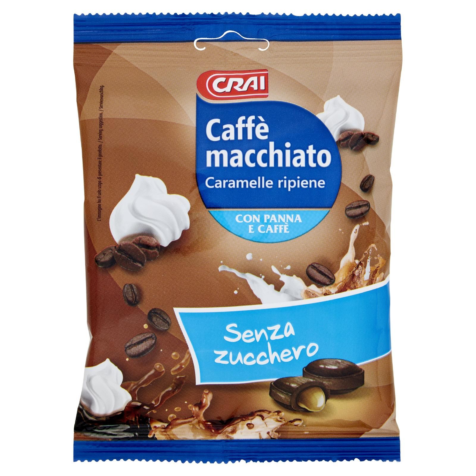 Crai Caffè macchiato Caramelle ripiene con Panna e Caffè Senza Zucchero 75 g