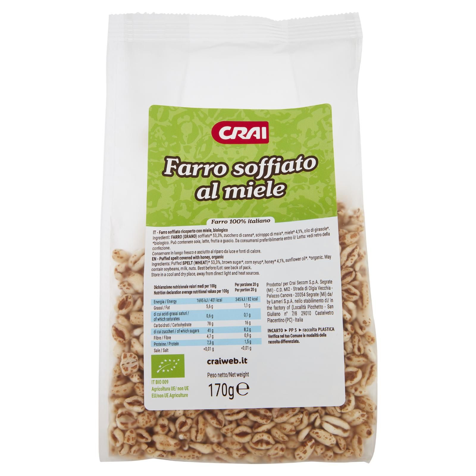 Crai Farro Soffiato al miele 170 g