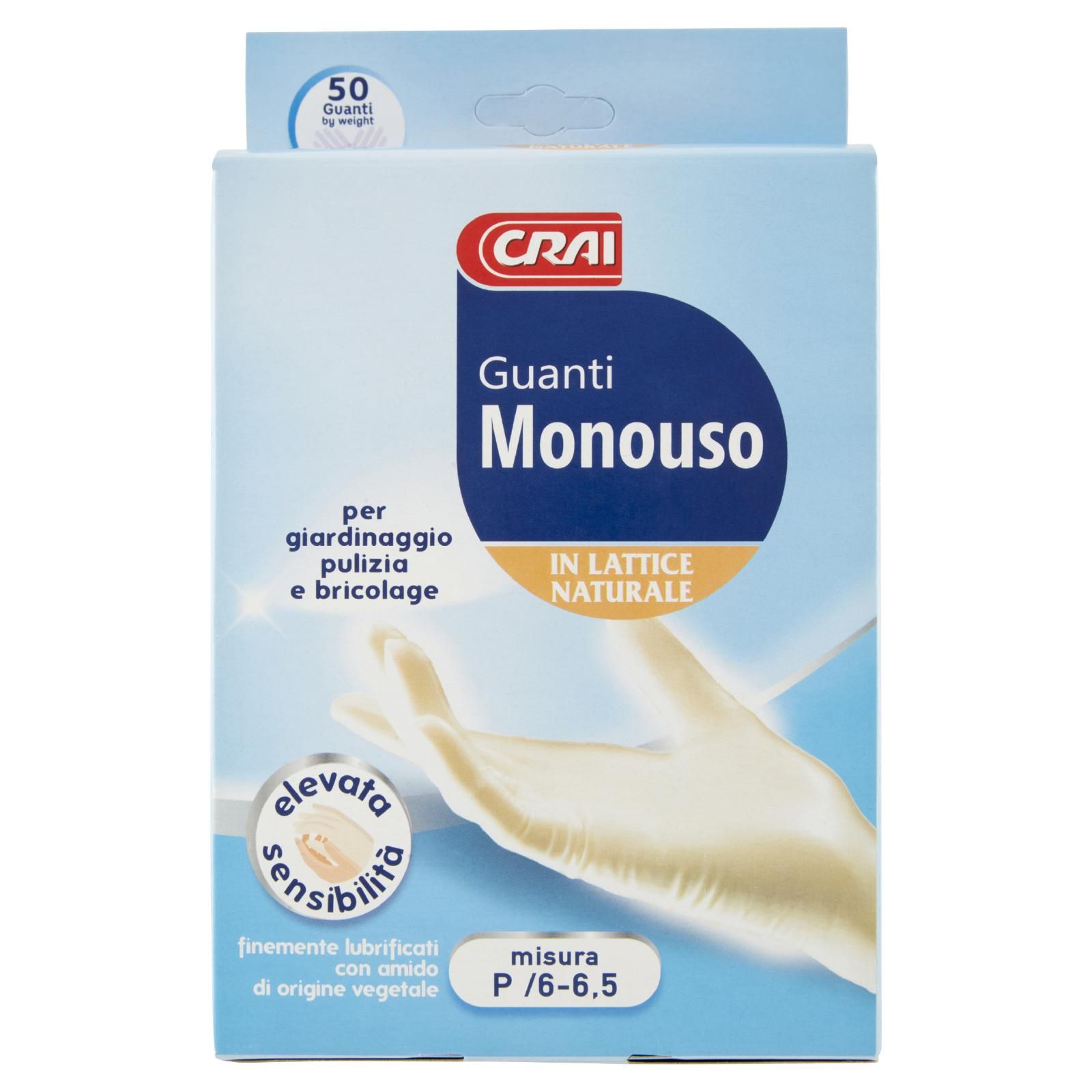 Crai Guanti Monouso In Lattice Naturale Misura P /6-6,5 50 pz