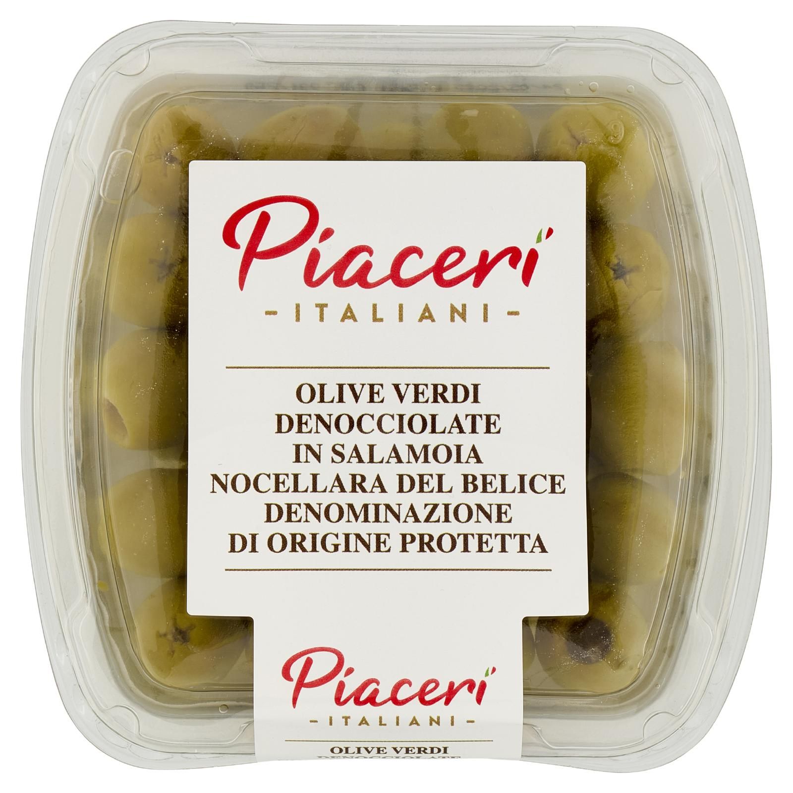 Piaceri Italiani Olive Verdi Denocciolate in Salamoia Nocellara del Belice DOP 320 g