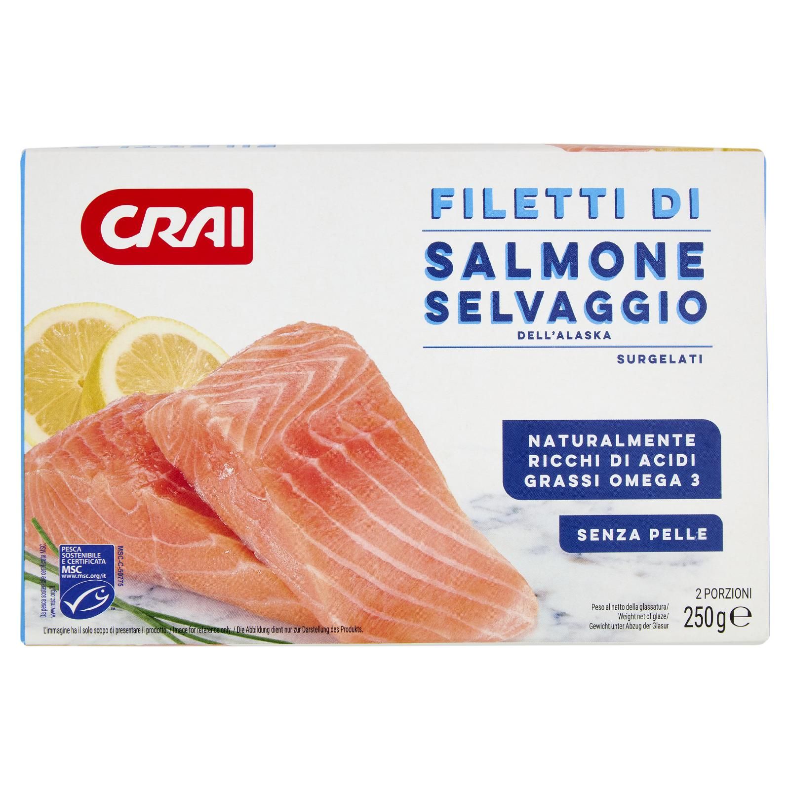 Crai Filetti Di Salmone Selvaggio Dell'Alaska Surgelati 2 x 125 g