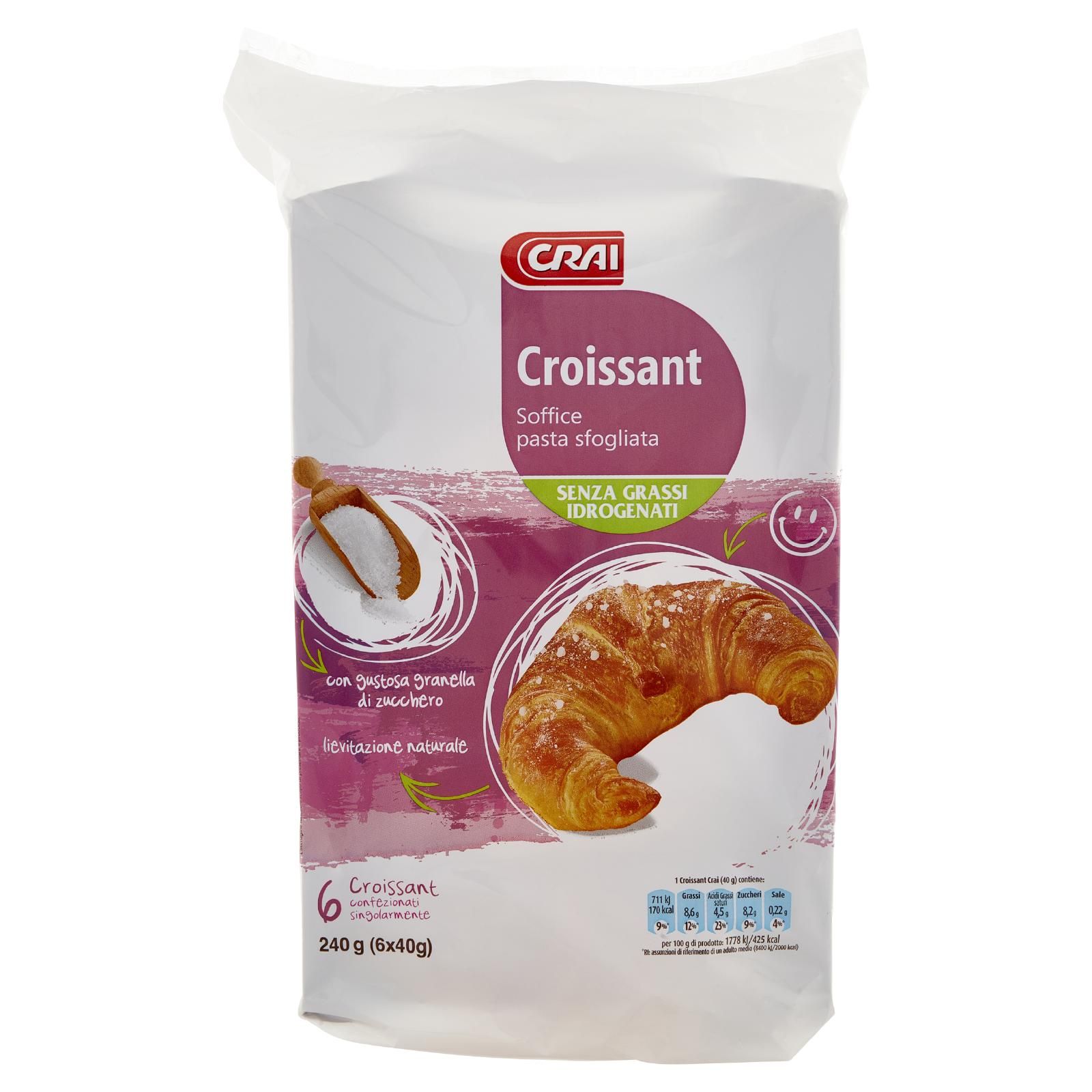 Crai Croissant con gustosa granella di zucchero 6 x 40 g