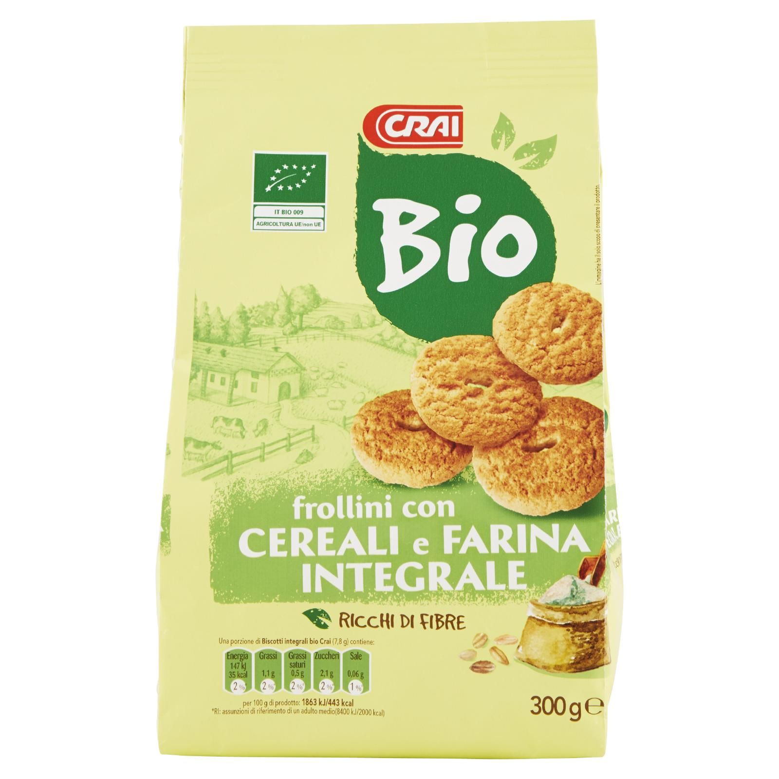 Crai Bio frollini con Cereali e Farina Integrale 300 g