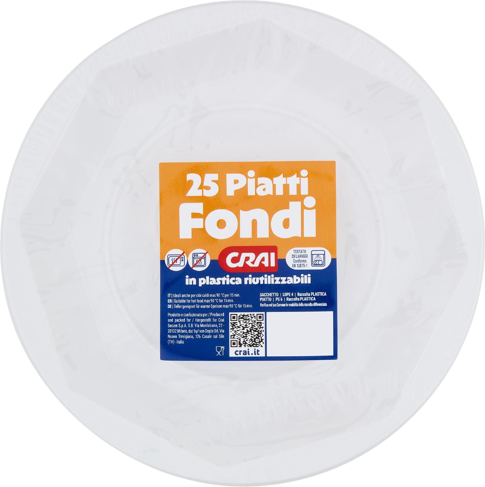 Crai Piatti Fonti in plastica riutilizzabili 25 pz