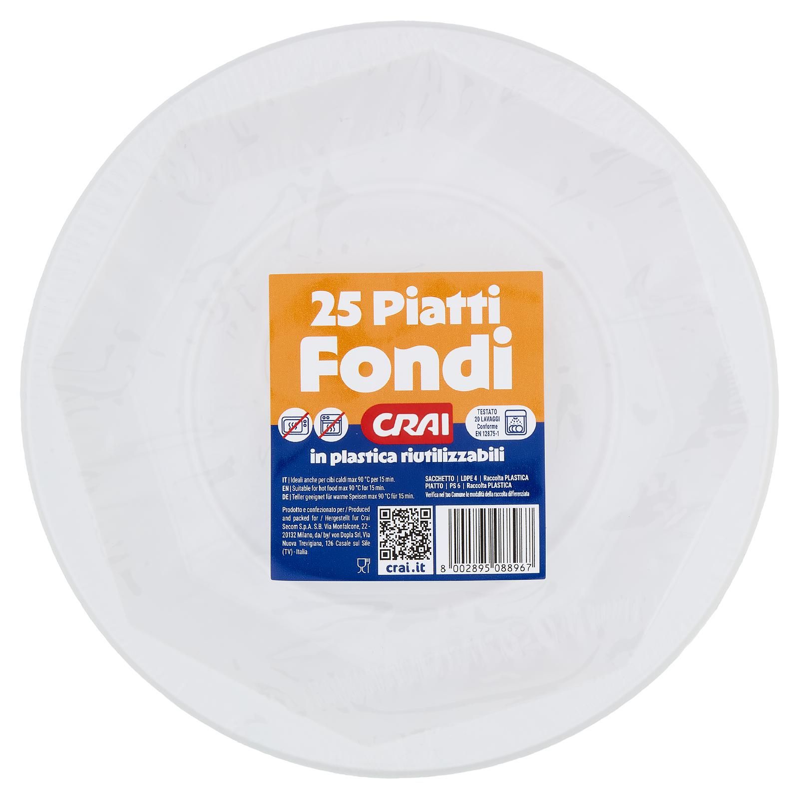 Crai Piatti Fonti in plastica riutilizzabili 25 pz