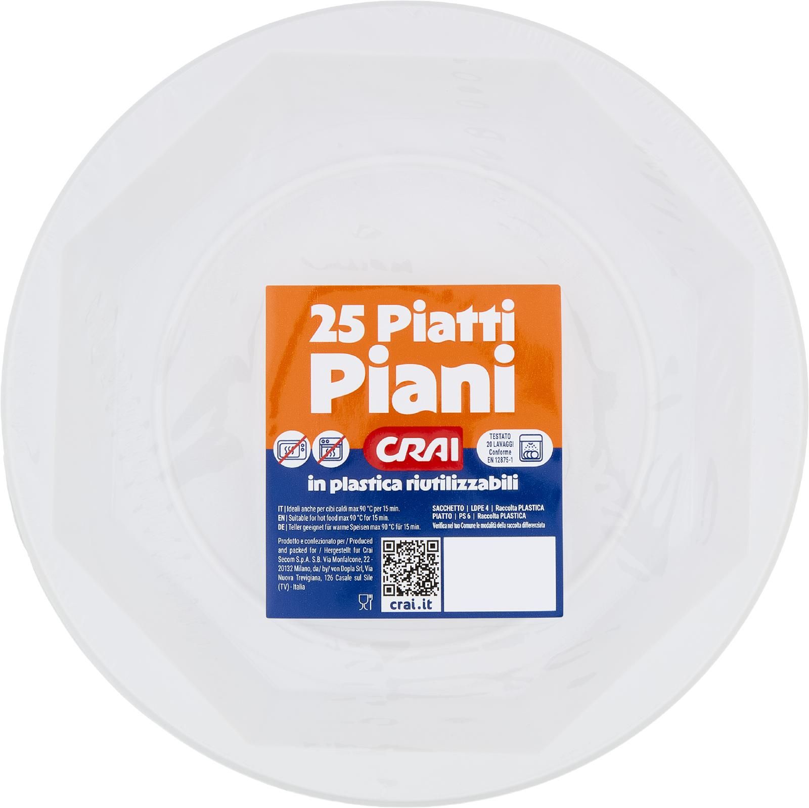 Crai Piatti Piani in plastica riutilizzabili 25 pz