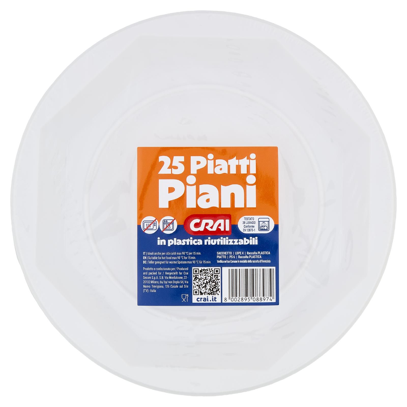 Crai Piatti Piani in plastica riutilizzabili 25 pz