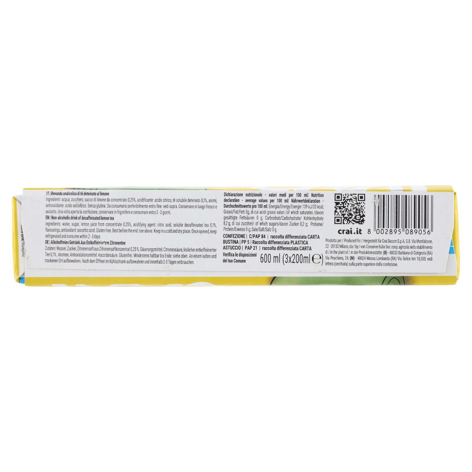 Crai Tè al limone deteinato 3 x 200 ml