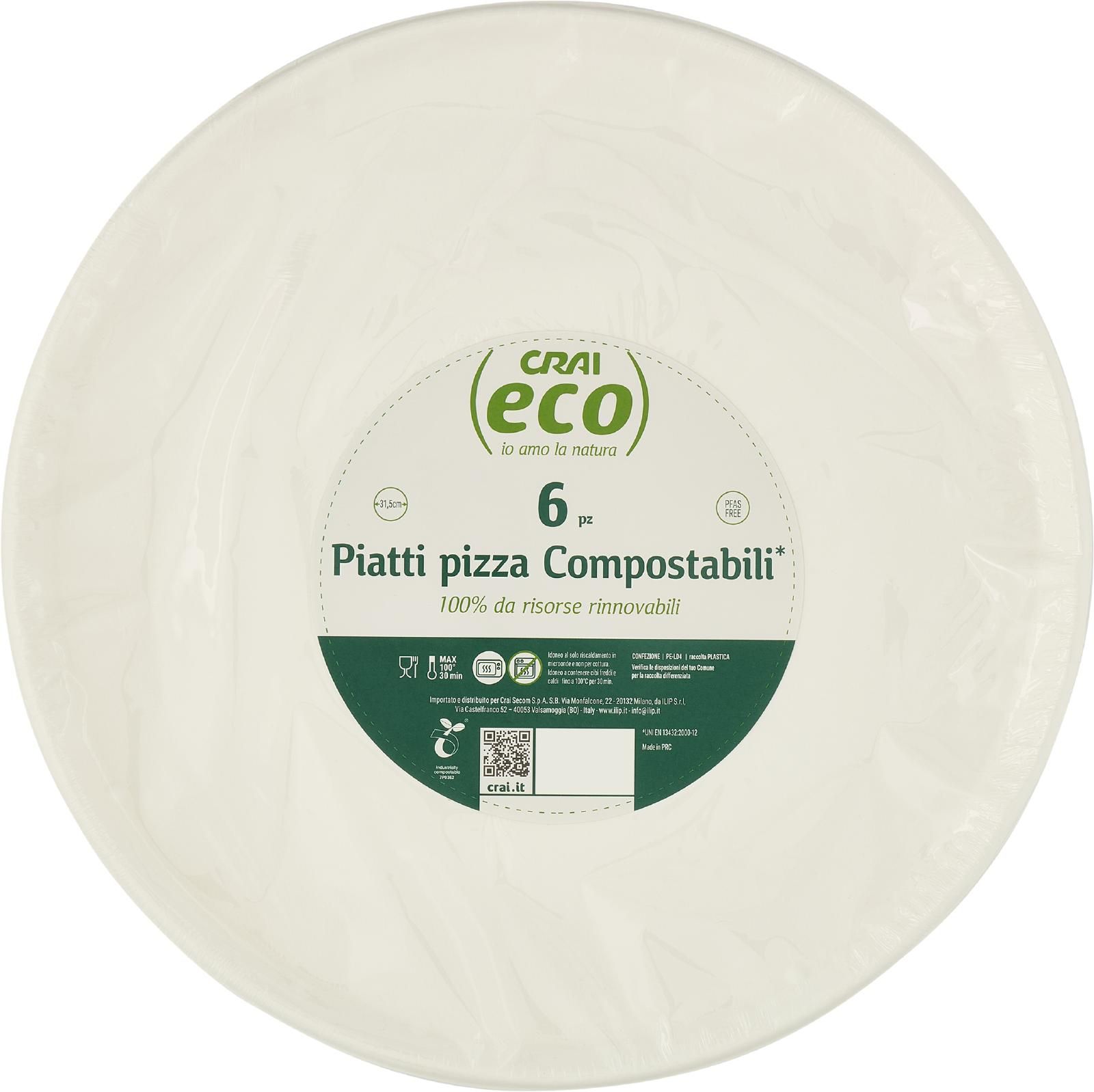 Crai eco Piatti pizza Compostabili* 6 pz