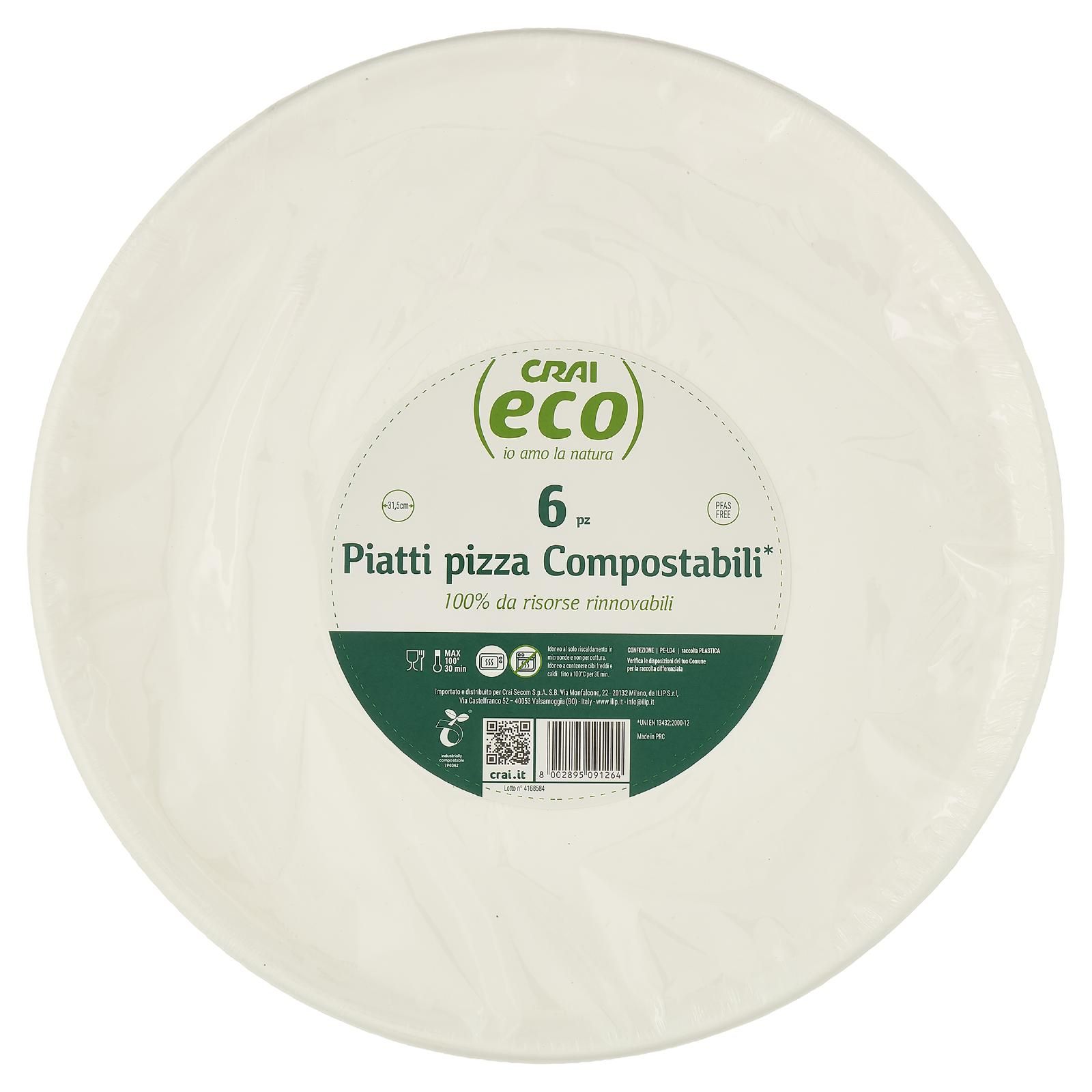 Crai eco Piatti pizza Compostabili* 6 pz