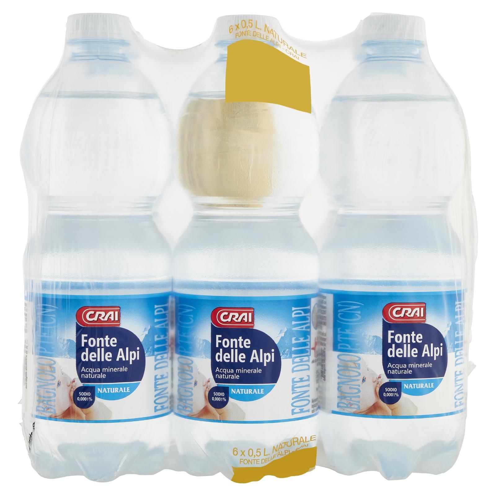 Crai Fonte delle Alpi Acqua minerale naturale Naturale 6 x 0,5 L
