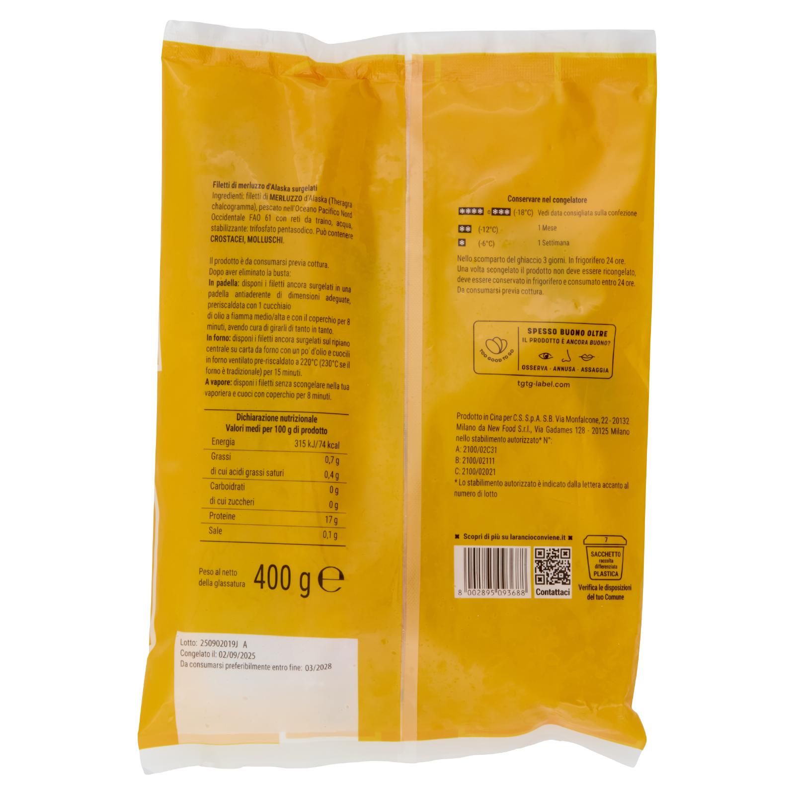 Larancio Filetti di merluzzo d'Alaska Surgelati 400 g