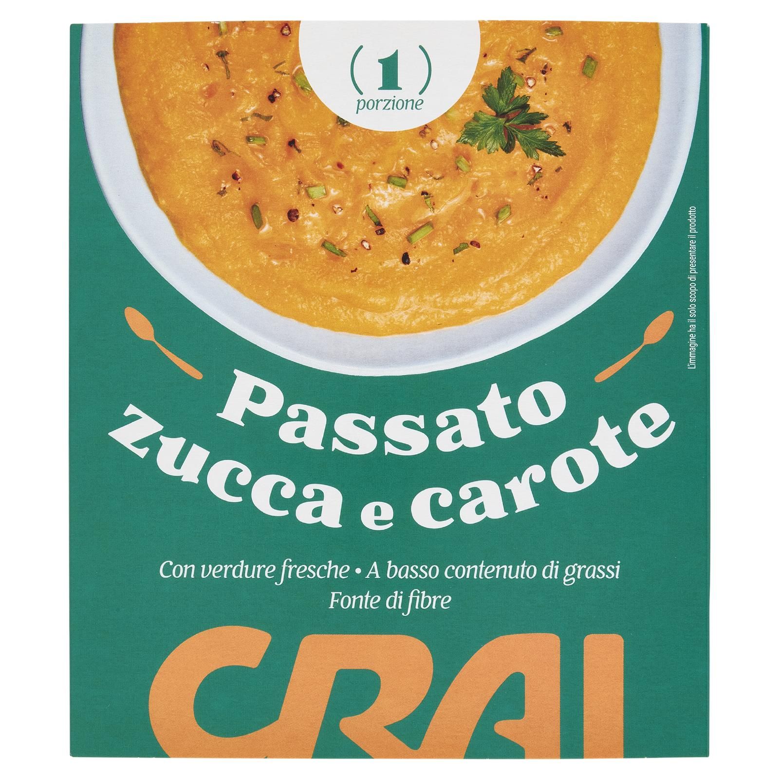 A basso contenuto di grassi Passato zucca e carote 350 g