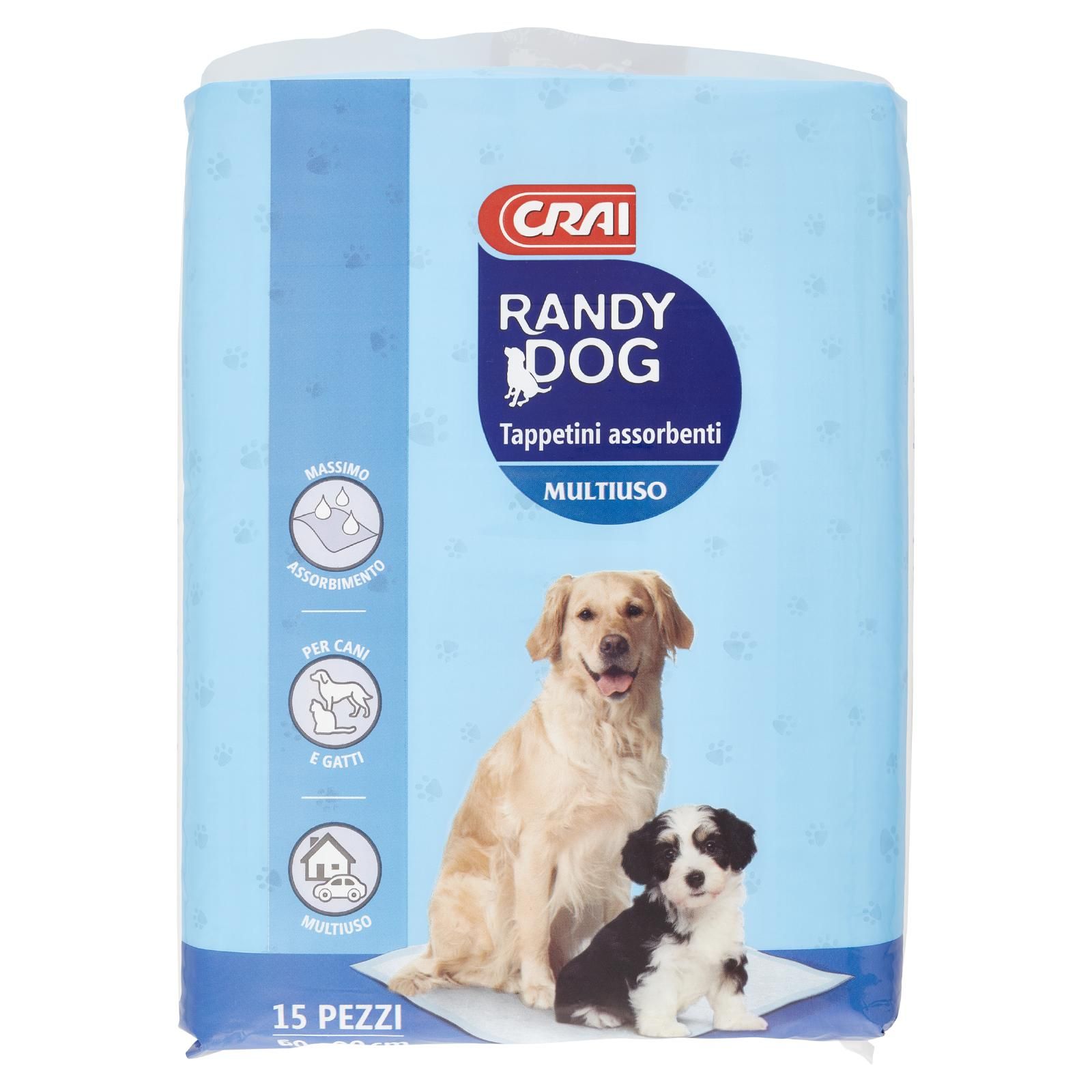 Crai Randy Dog Tappetini assorbenti Multiuso 60 x 90 cm 15 pz