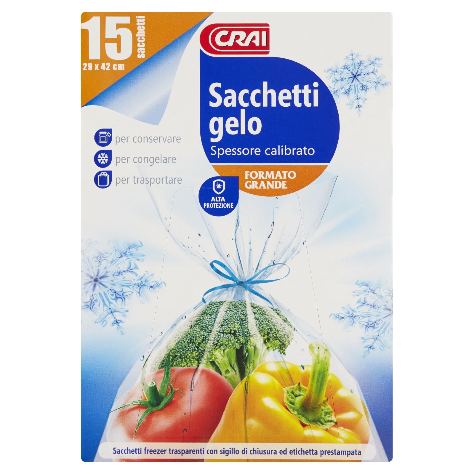 Crai Sacchetti gelo Spessore calibrato Formato Grande 29 x 42 cm 15 pz