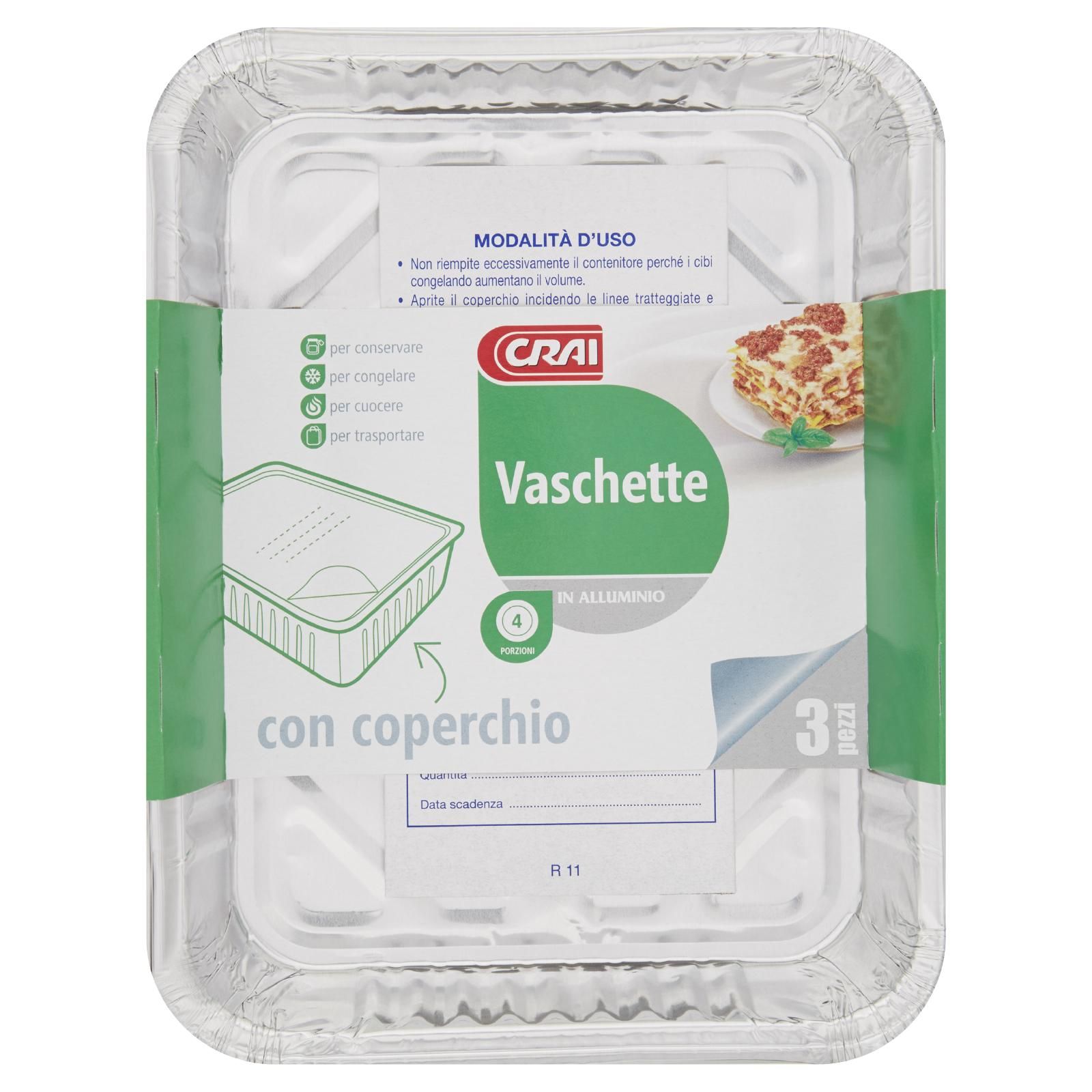 Crai Vaschette In Alluminio 4 Porzioni con coperchio 3 pz