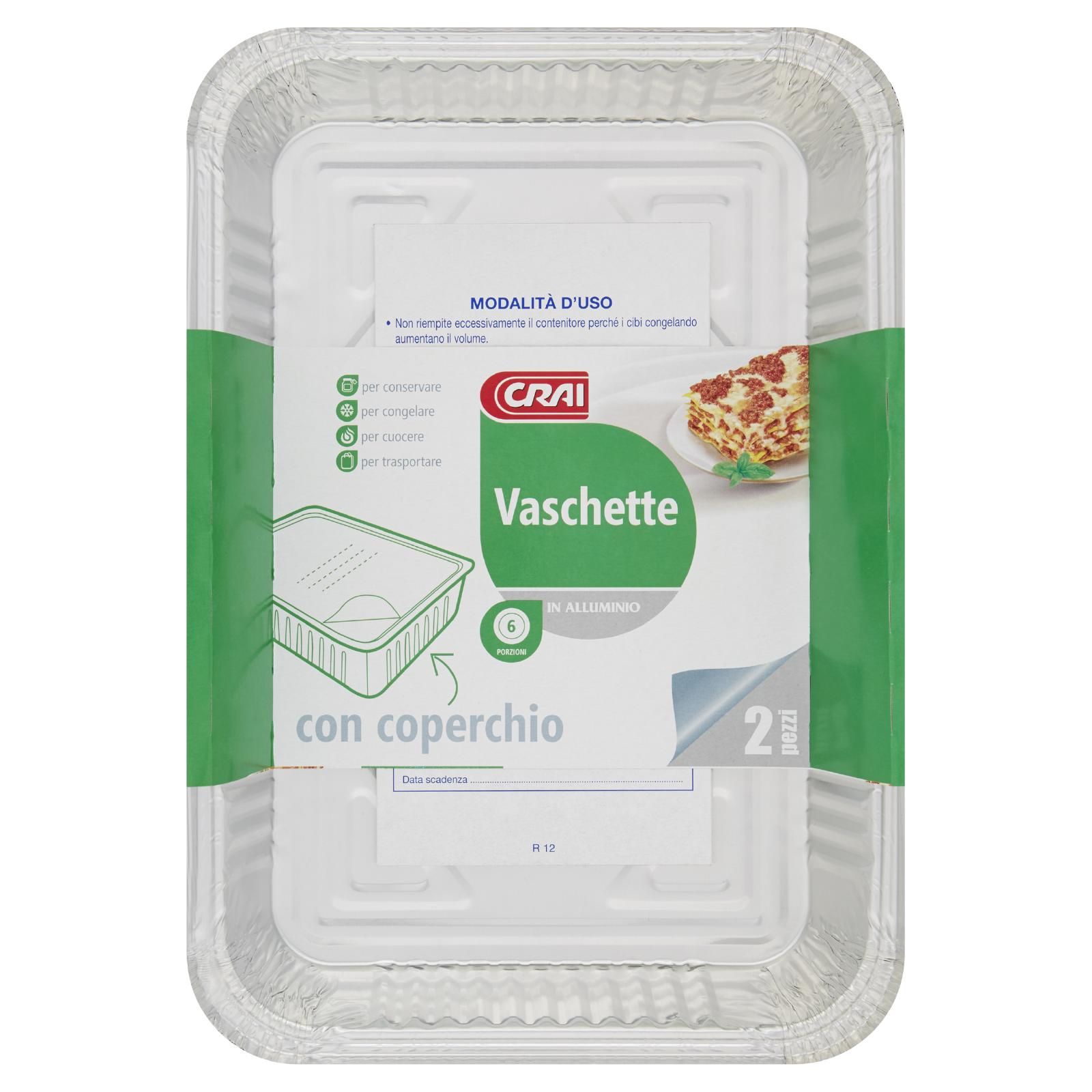 Crai Vaschette In Alluminio 6 Porzioni con coperchio 2 pz