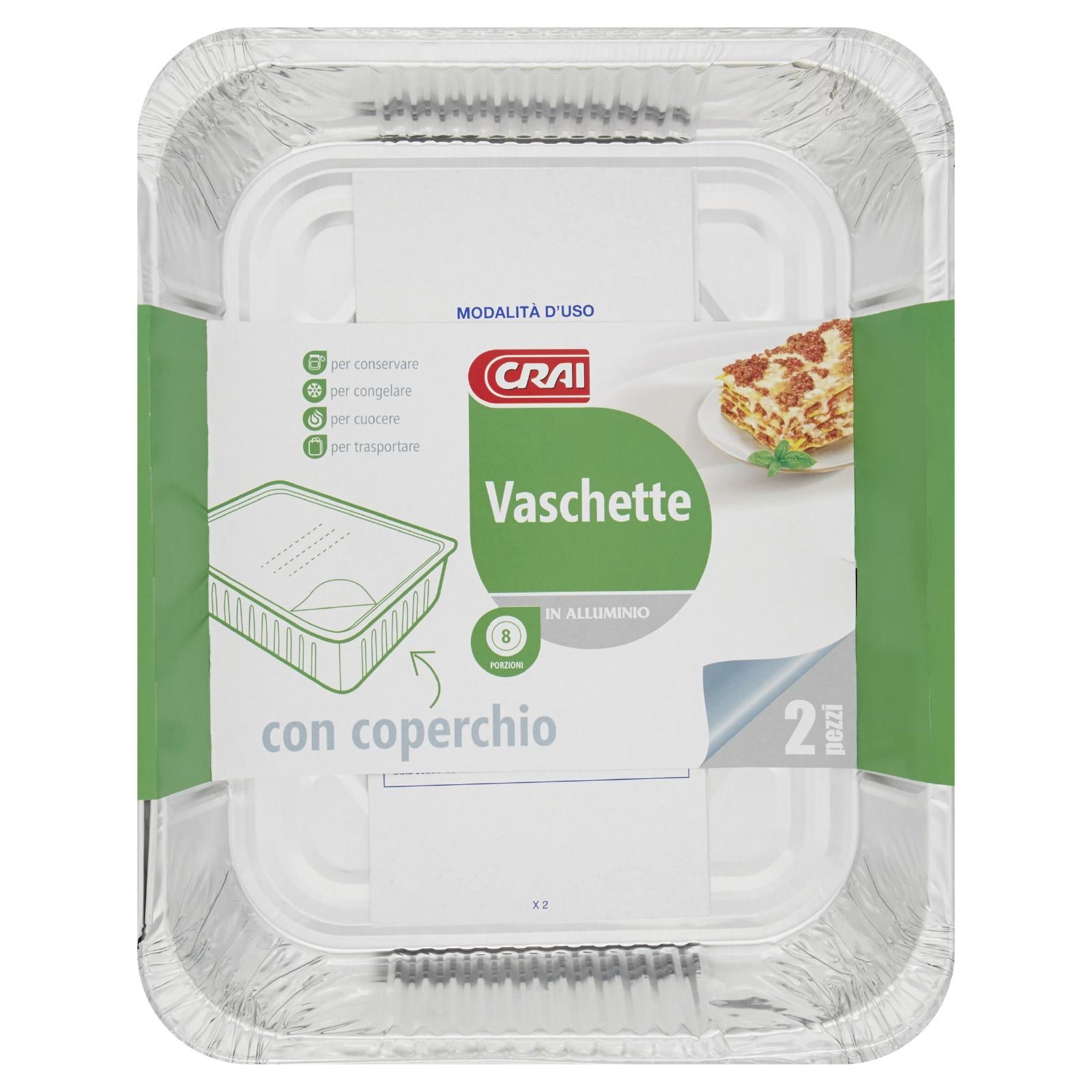 Crai Vaschette In Alluminio 8 Porzioni con coperchio 2 pz