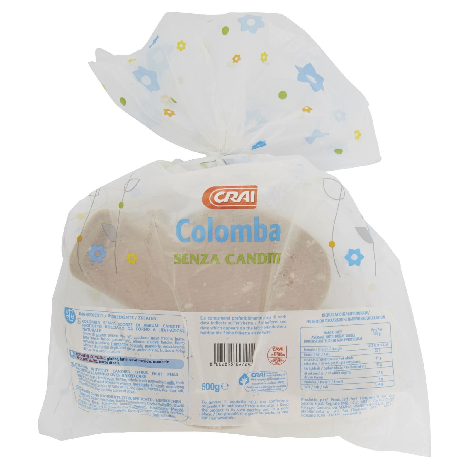 Crai Colomba Senza Canditi 500 g