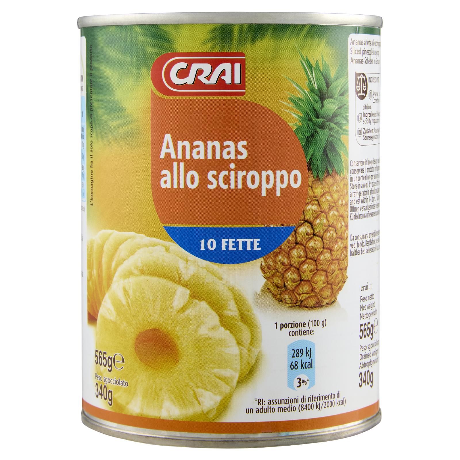 Crai Ananas allo sciroppo 10 Fette 565 g