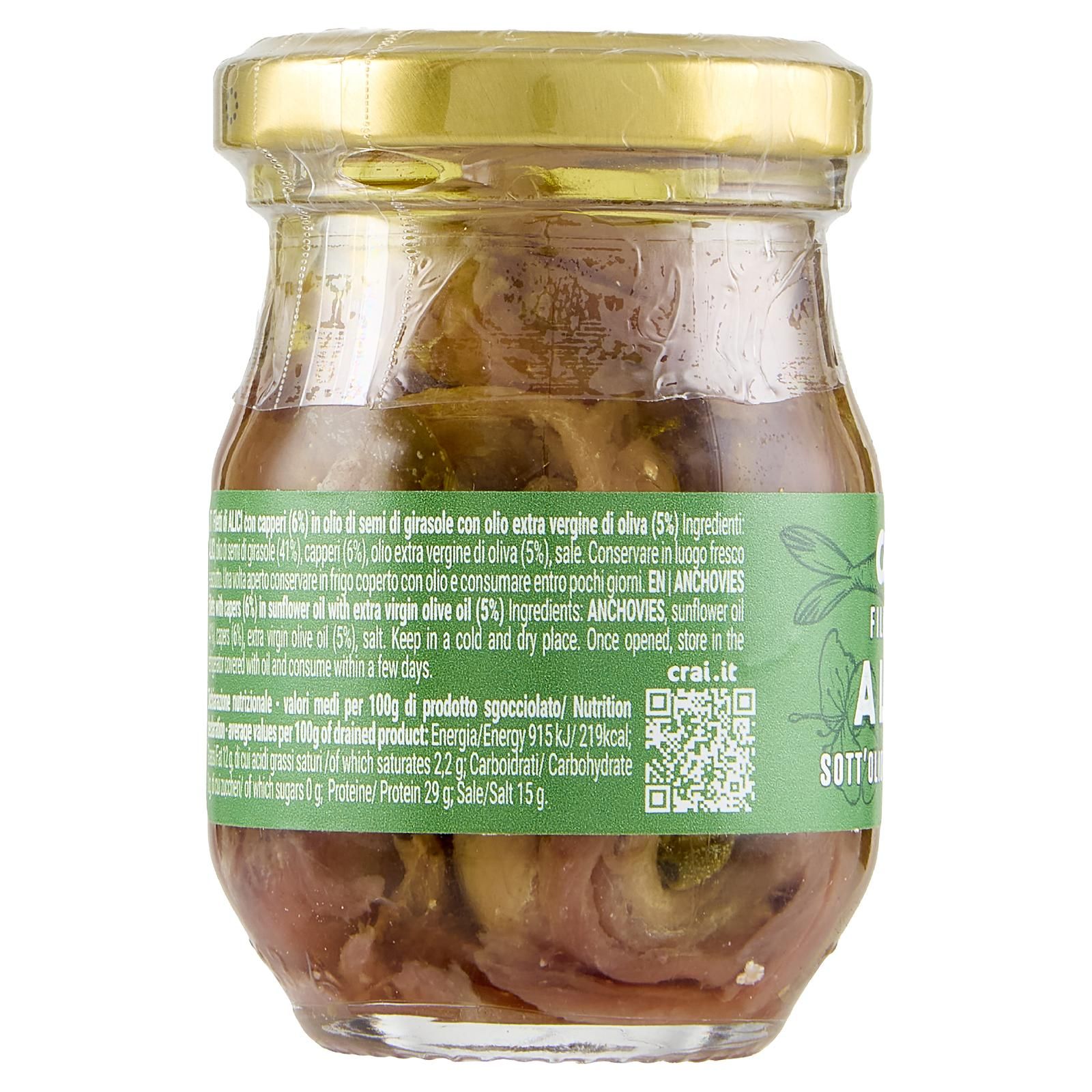 Crai Filetti di Alici Sott'Olio con Capperi 80 g