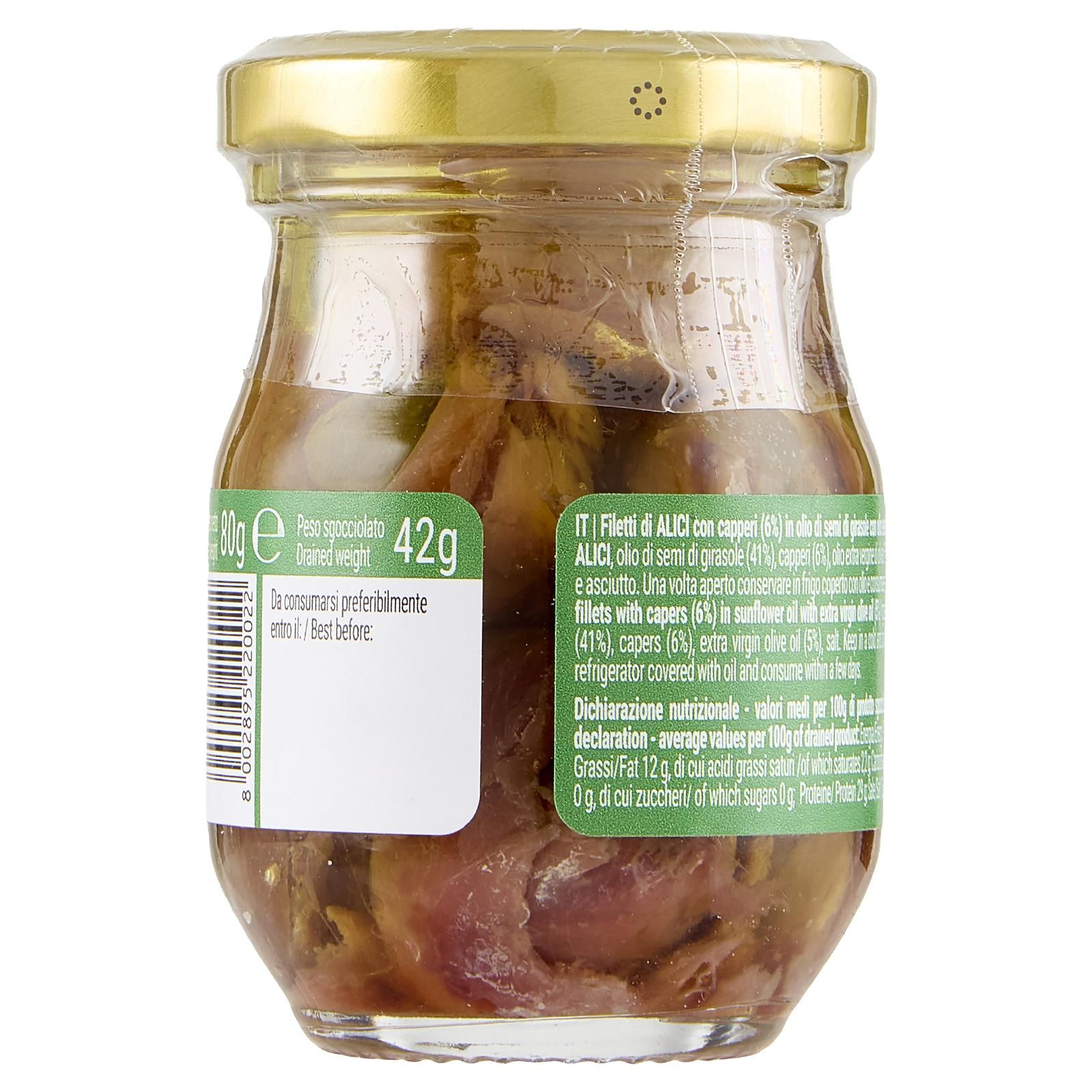 Crai Filetti di Alici Sott'Olio con Capperi 80 g