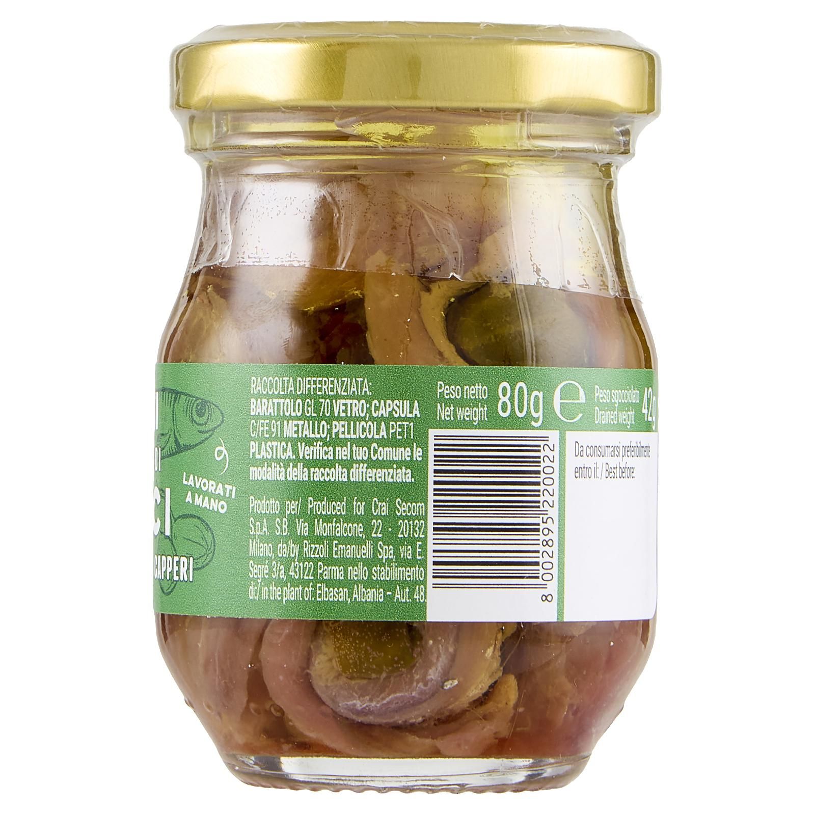 Crai Filetti di Alici Sott'Olio con Capperi 80 g