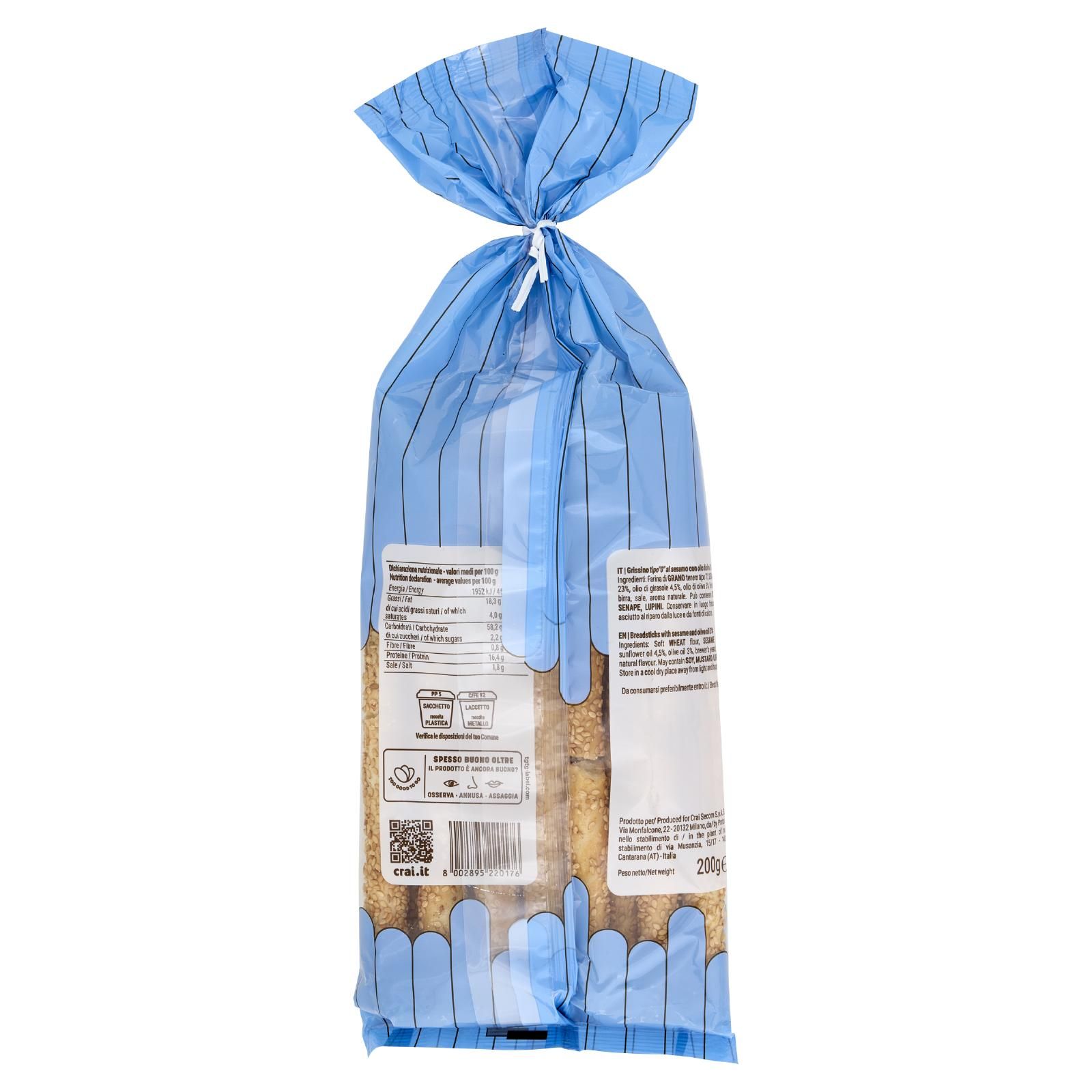 Crai Grissini Sesamo con Olio di Oliva 200 g