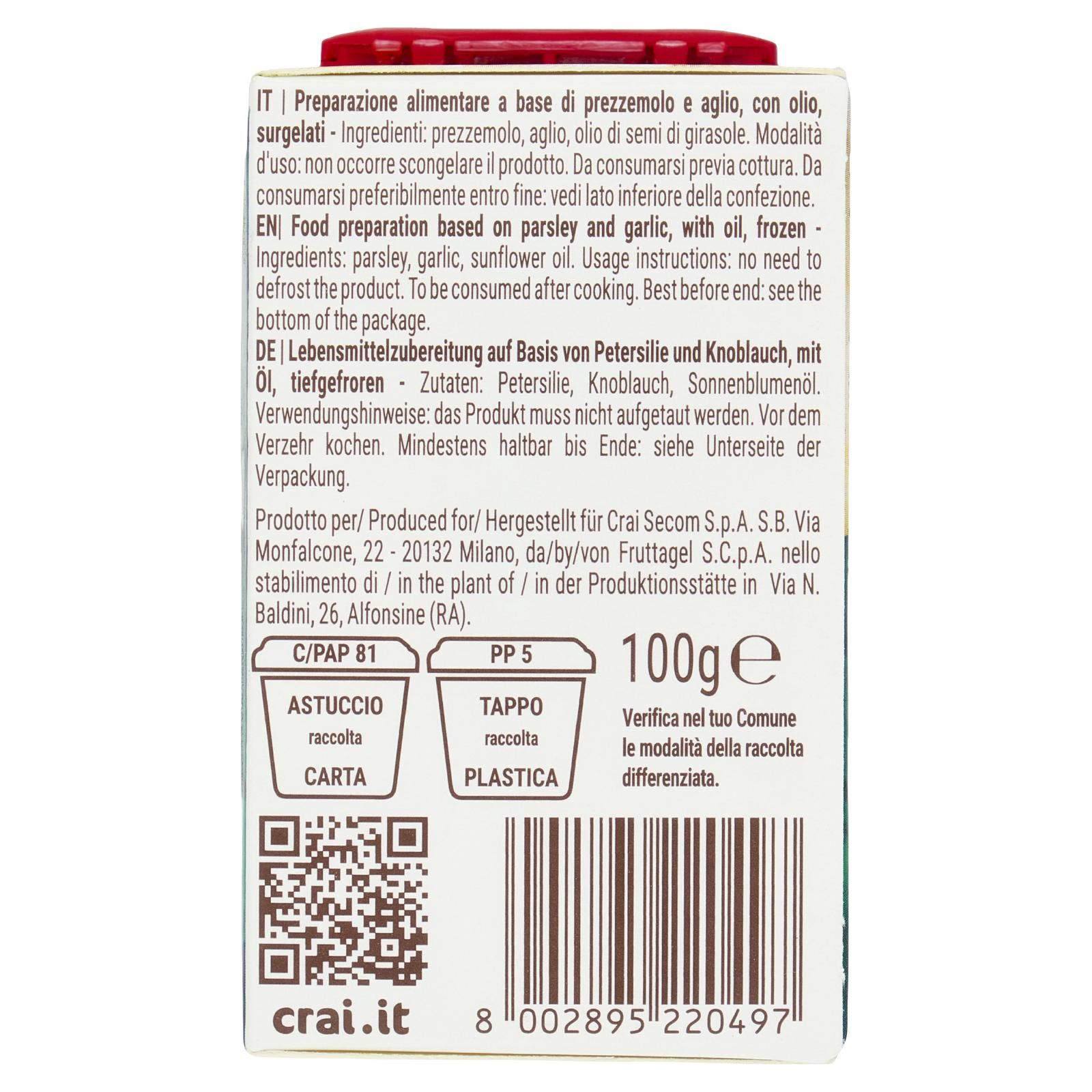 Crai Aglio e prezzemolo italiani Surgelati 100 g