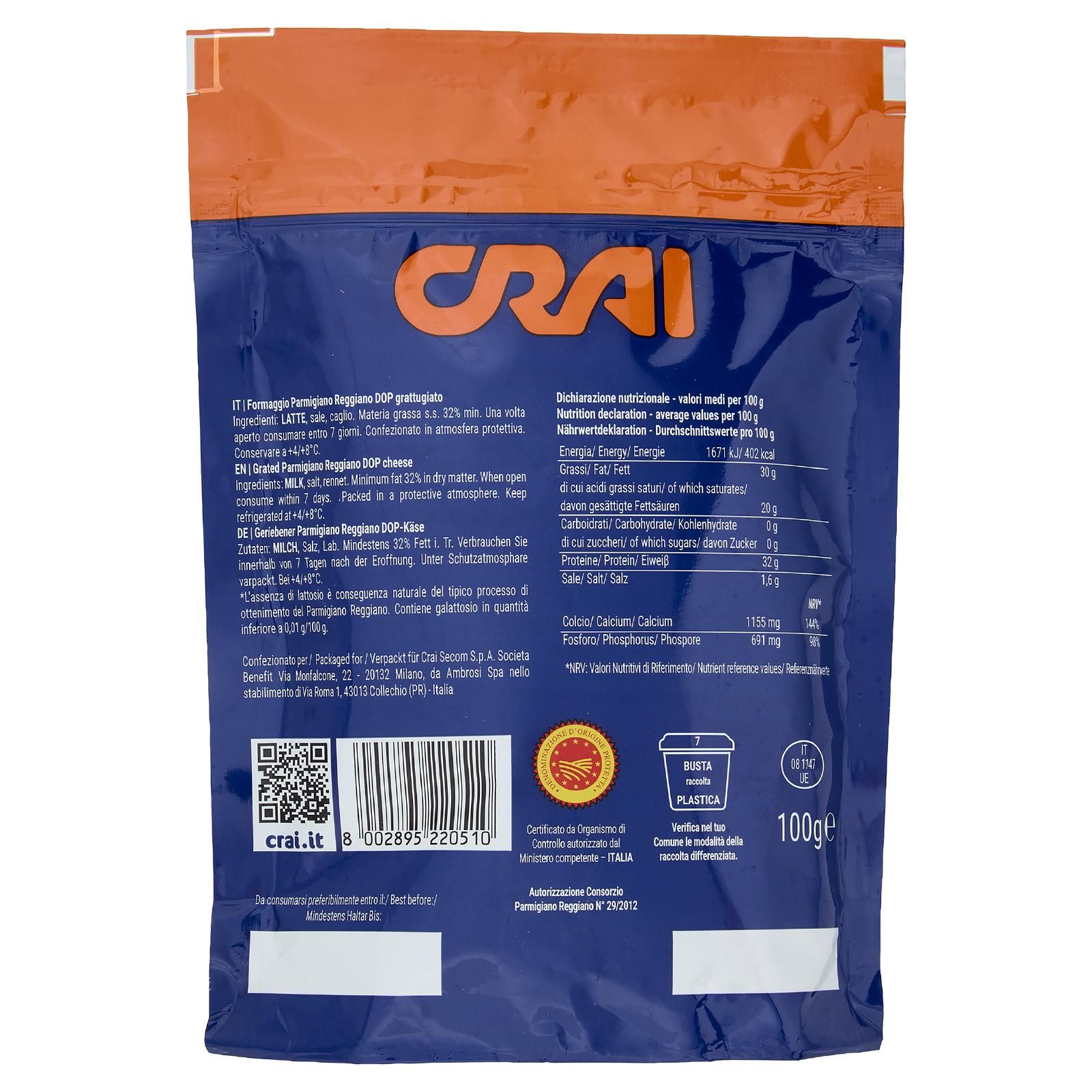 Crai Parmigiano Reggiano DOP Grattugiato 100 g