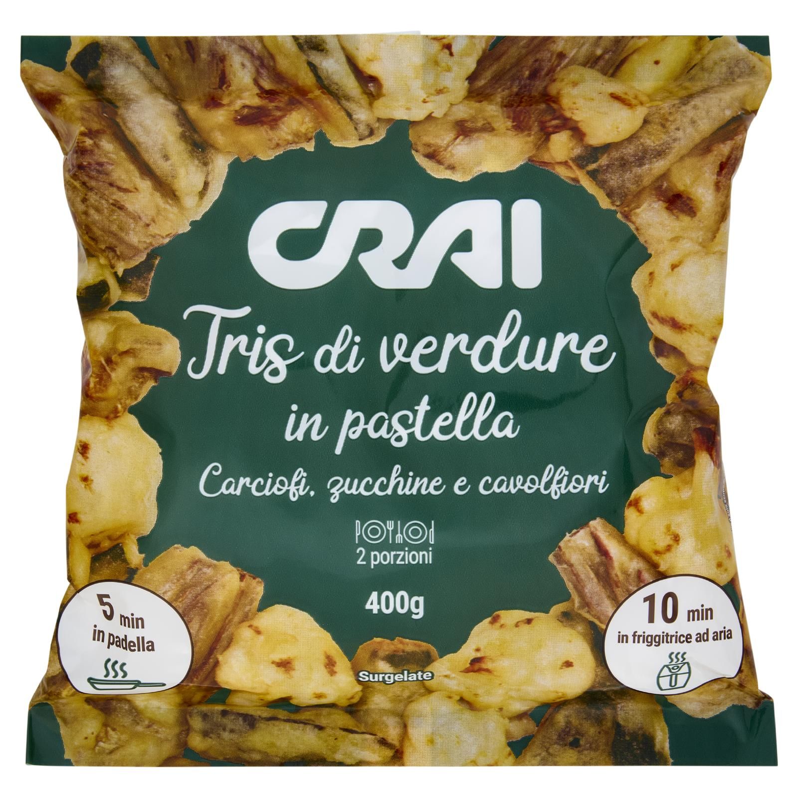 Crai Tris di verdure in pastella Carciofi, zucchine e cavolfiori Surgelate 400 g