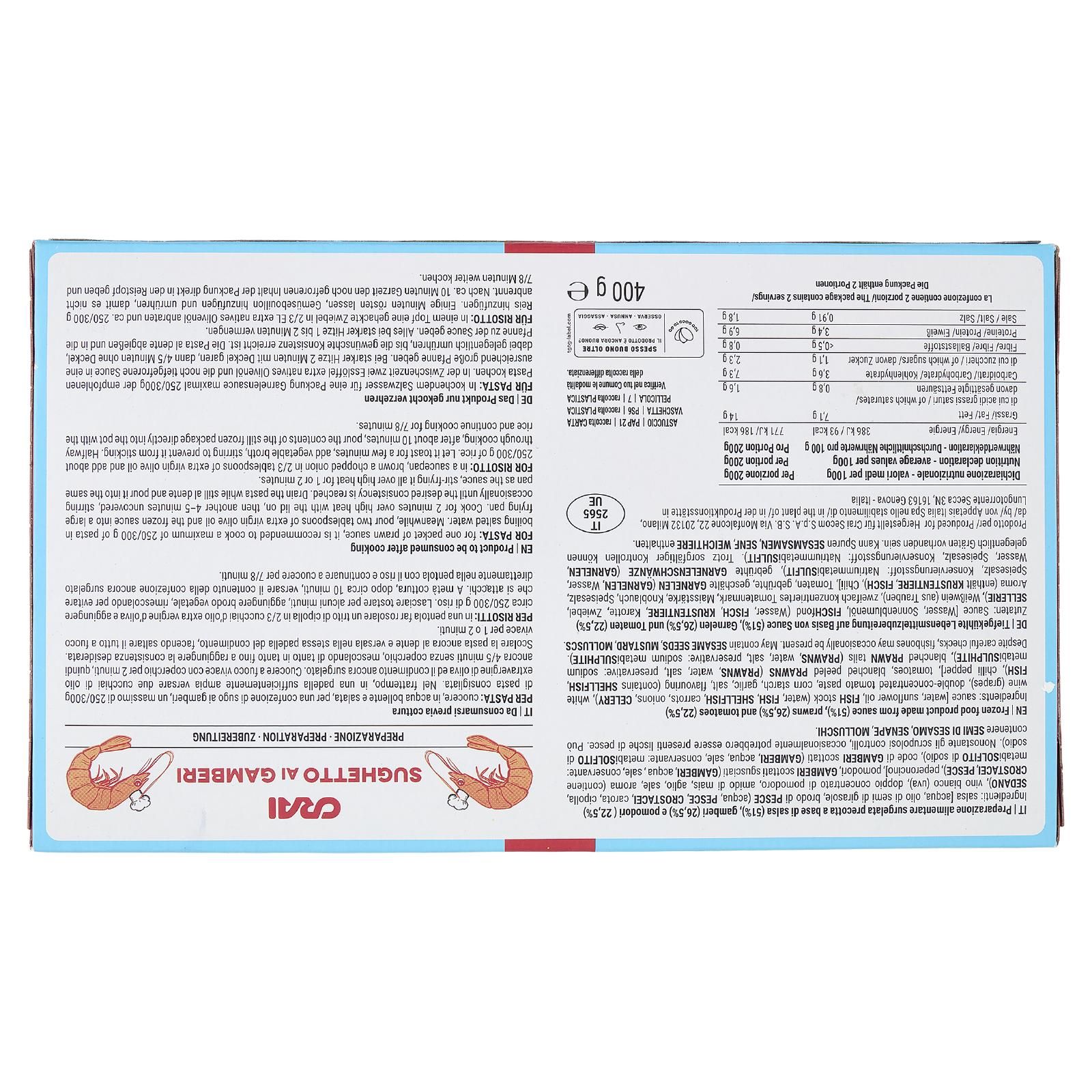 Crai Sughetto Ai Gamberi Surgelato 400 g