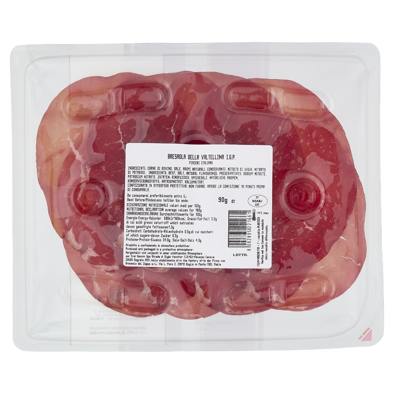 Piaceri Italiani Bresaola della Valtellina I.G.P. 90 g