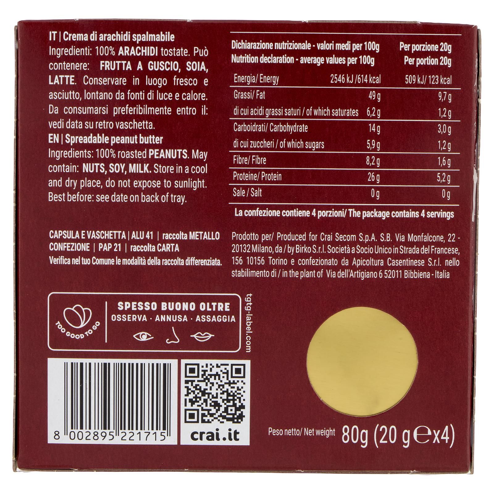Crai Crema 100% Arachidi 4 x 20 g