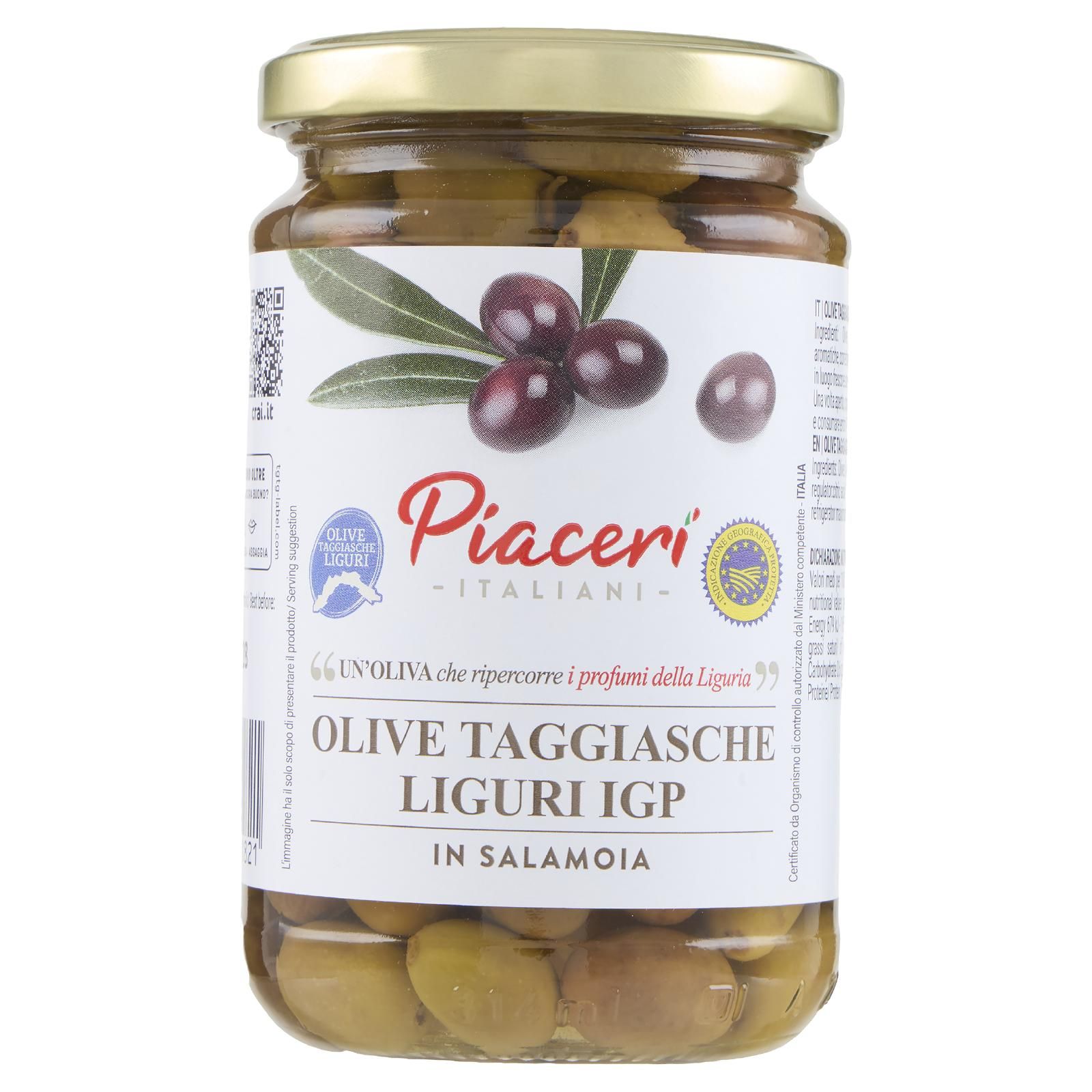 Piaceri Italiani Olive Taggiasche Liguri IGP in Salamoia 290 g