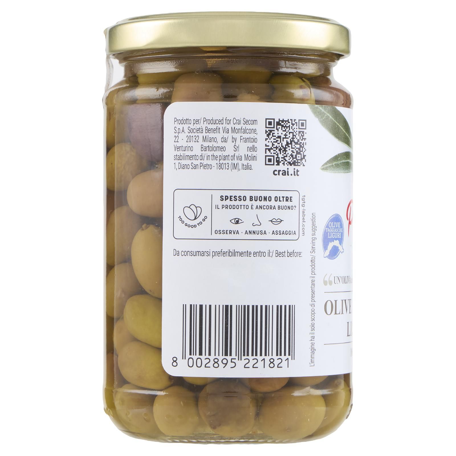 Piaceri Italiani Olive Taggiasche Liguri IGP in Salamoia 290 g